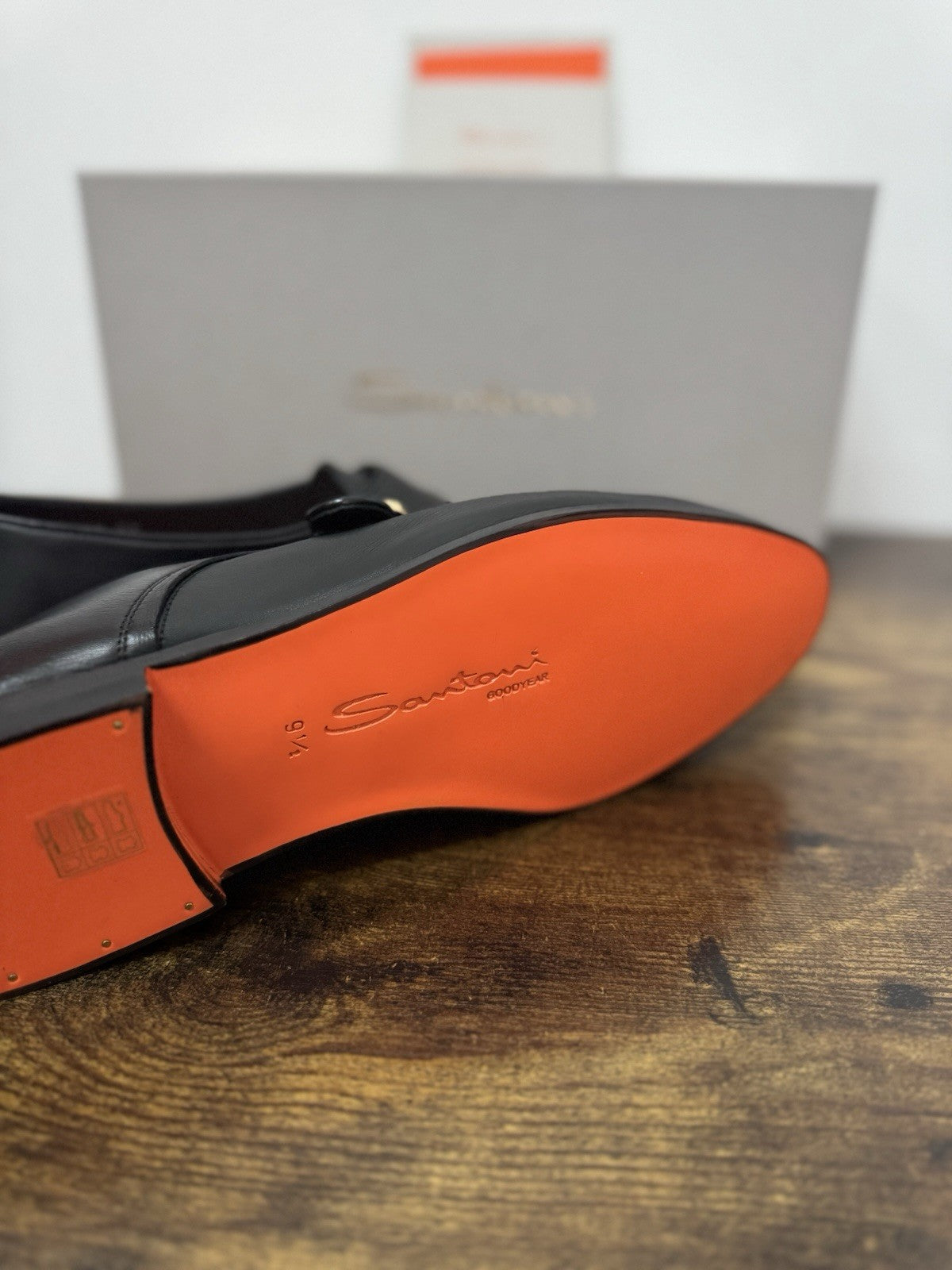 Santoni Mocassino Mono Buckle Goodyear Pelle Nero  Luxury Santoni Scarpa 43.5