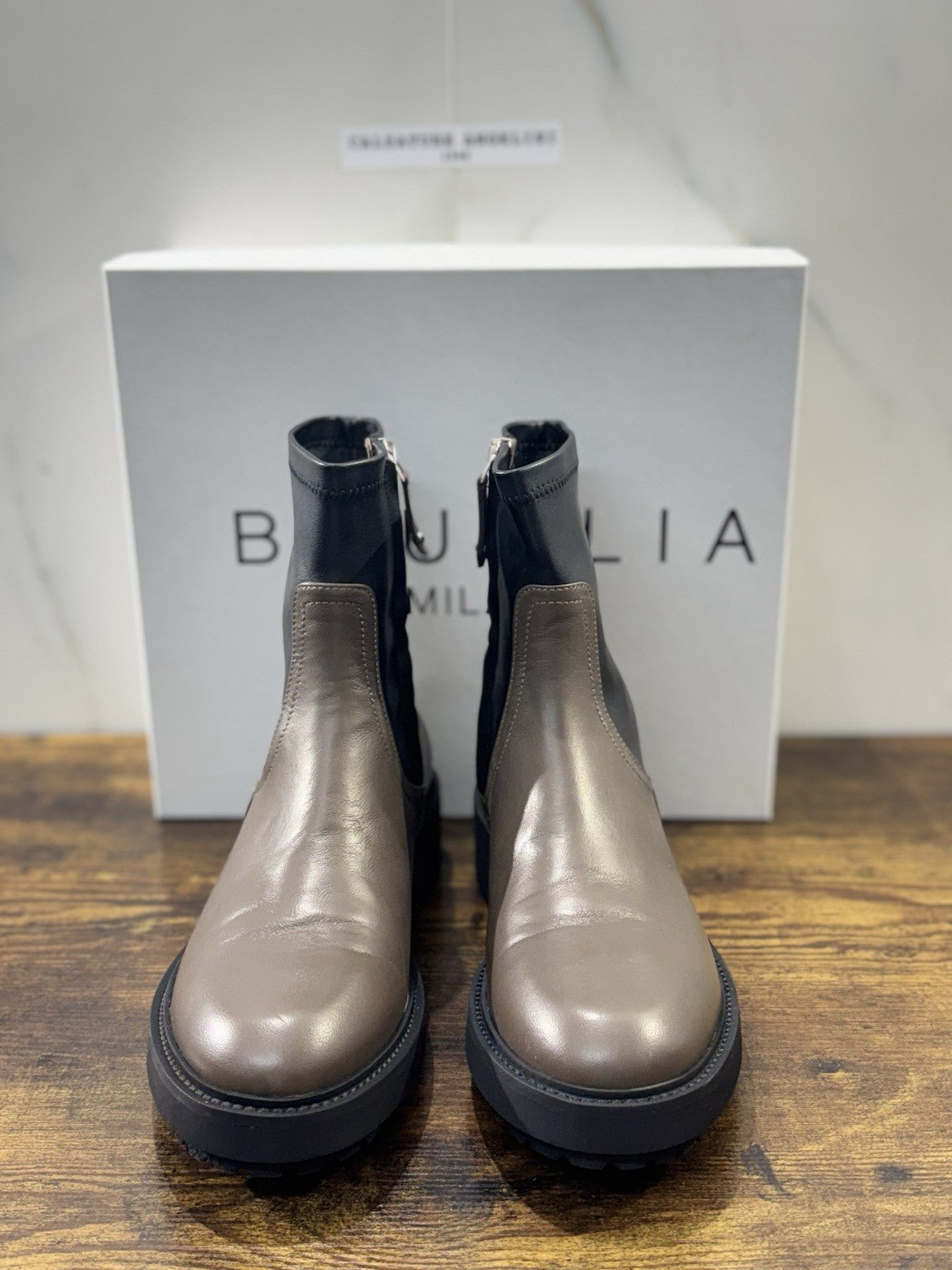Bruglia Milano Chelsea Boot Fango  Pelle  Top Quality Scarpe Donna 38