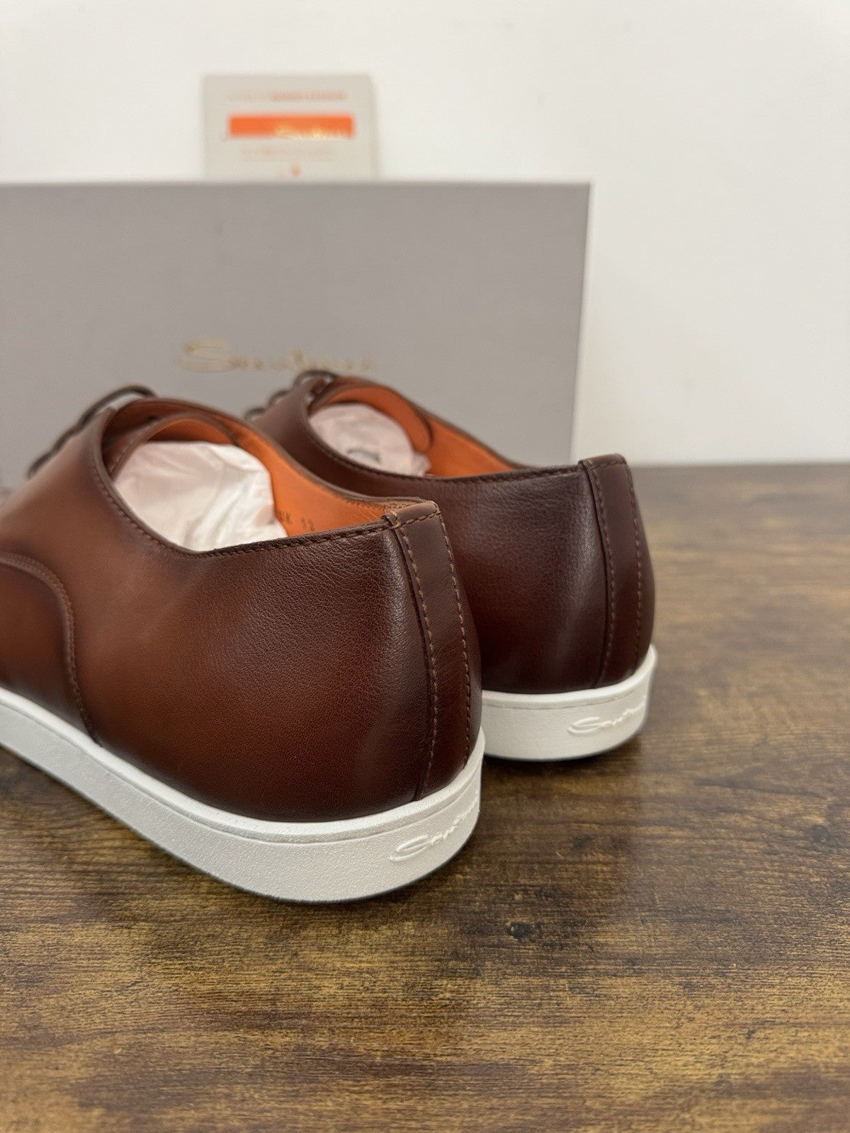 Santoni Stringata In Pelle Cuoio Casual Santoni Scarpa Uomo UK 13