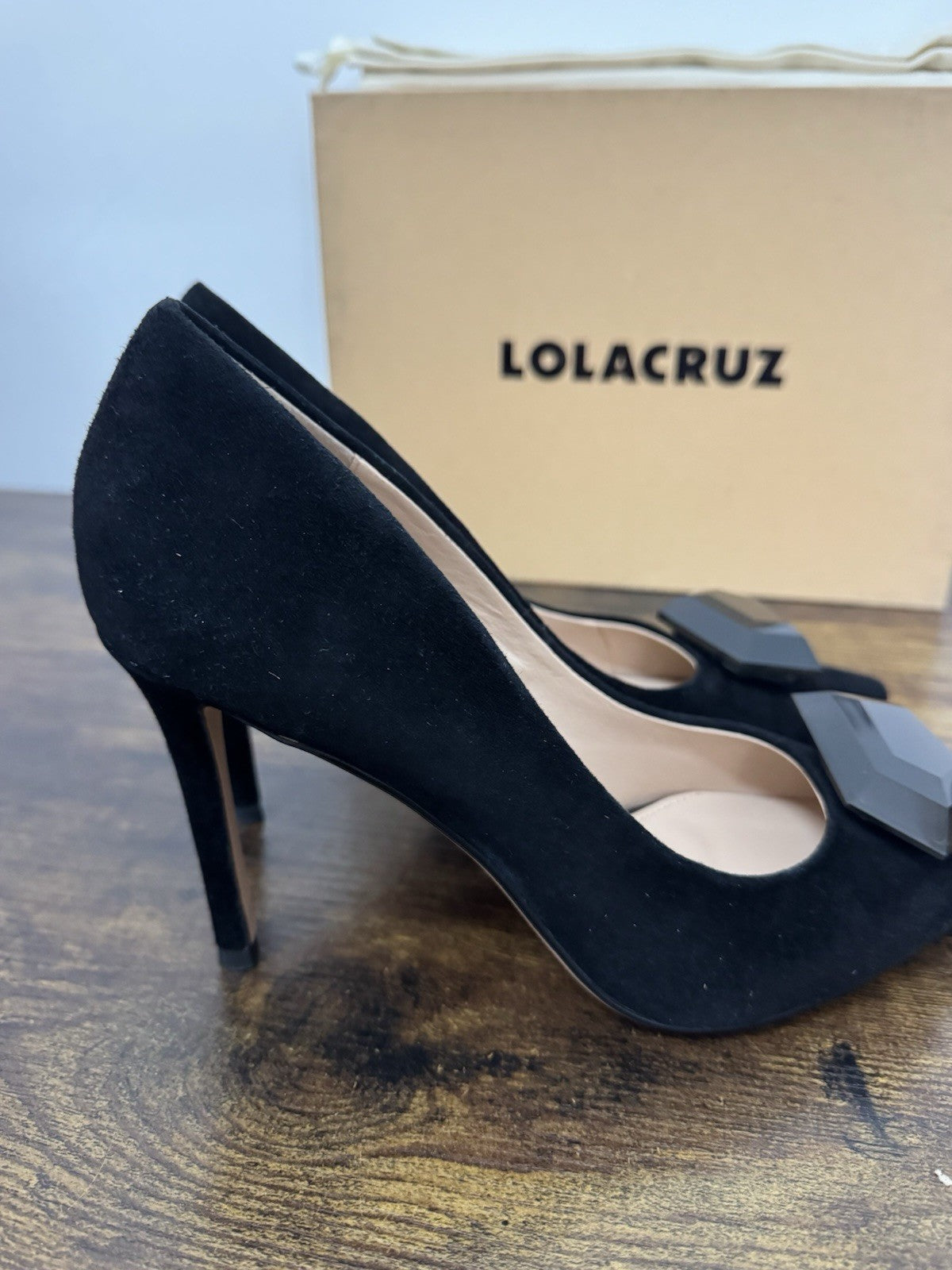 Lola Cruz Décolleté Pelle Suede  Nero Tacco Casual Donna 38