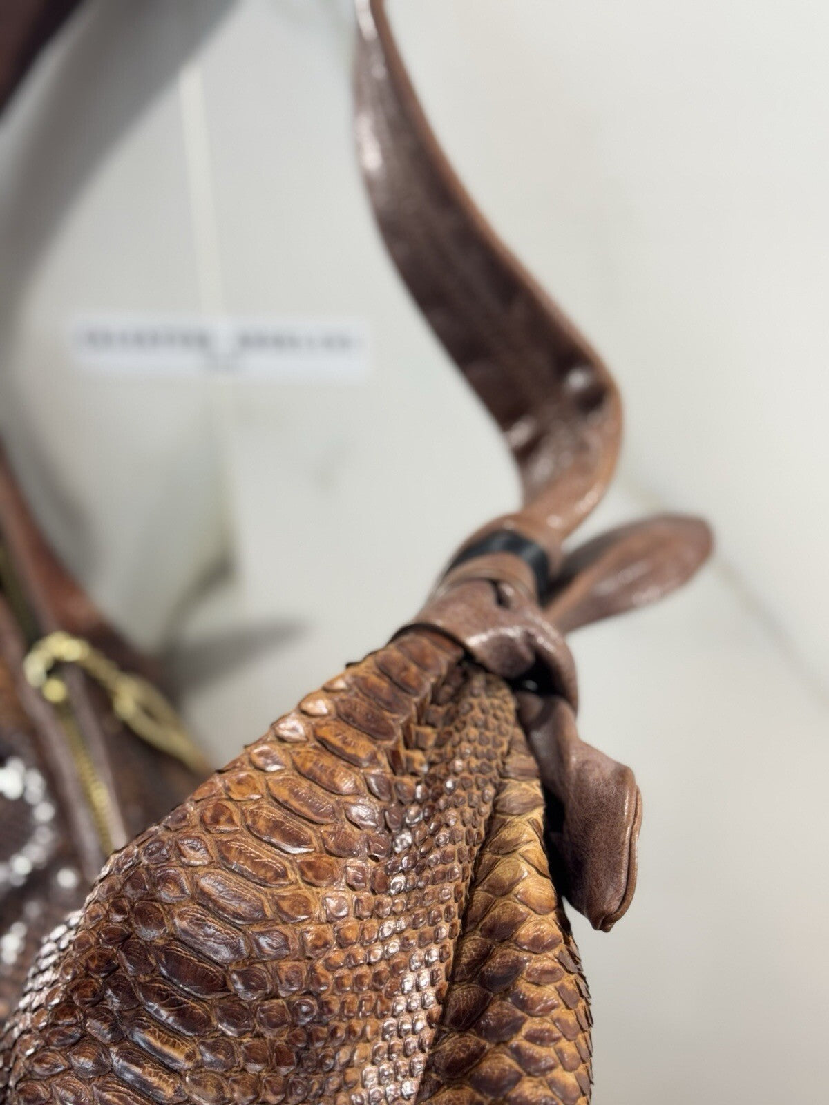 Bruno Amaranti Borsa Donna In Vero Pitone Luxury Craftmanship Bag Woman Marrone 