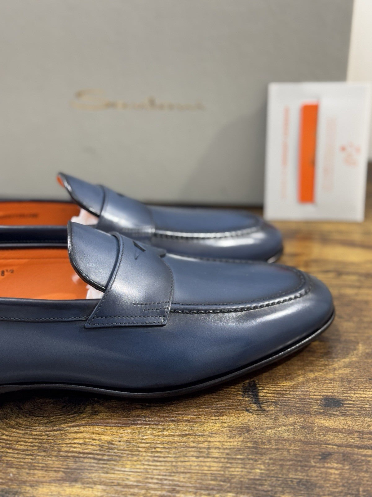 Santoni Mocassino Pelle Blu Luxury Santoni Scarpa Uomo 41.5