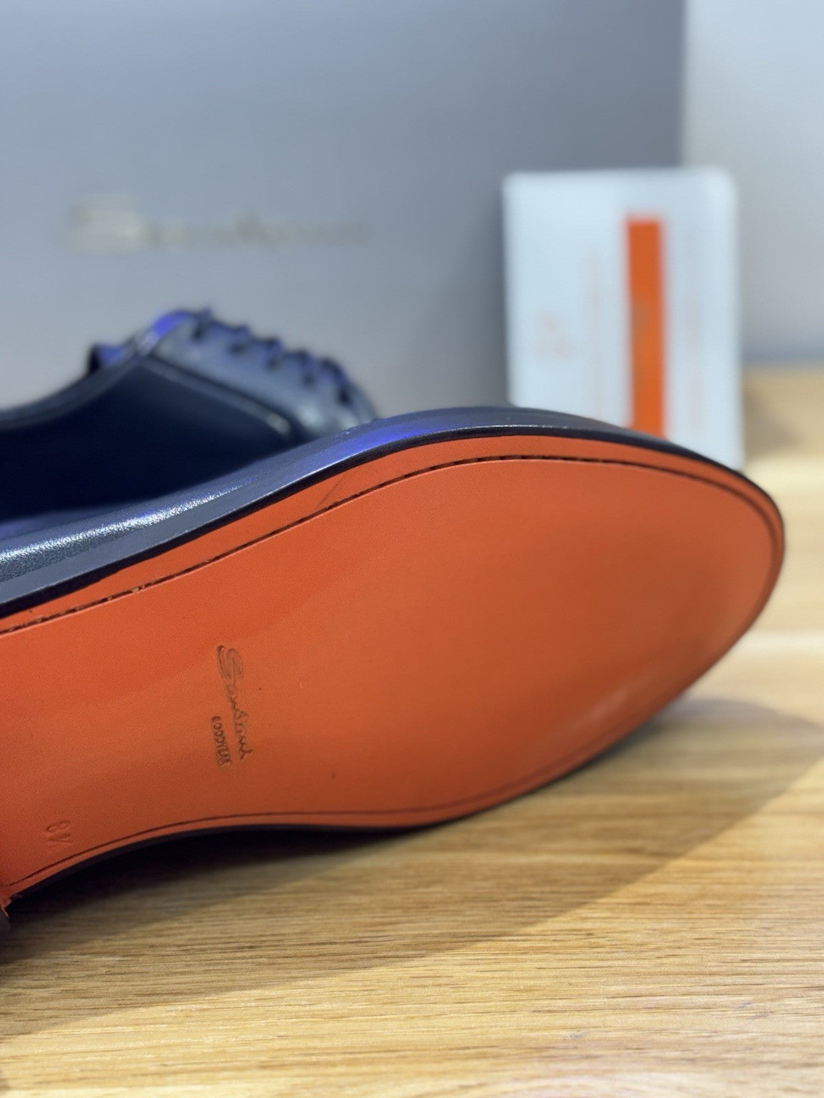 Santoni Derby Pelle Blu Goodyear Fondo Cuoio Luxury Santoni Scapra Uomo 42,5