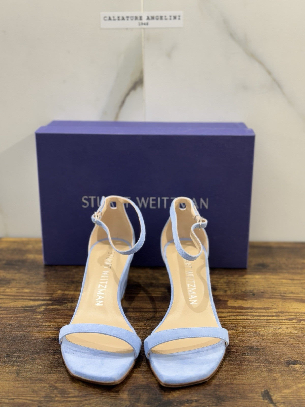 stuart weitzman Sandalo 50 Wedge   Suede Celeste   Luxury Woman  Donna 36.5