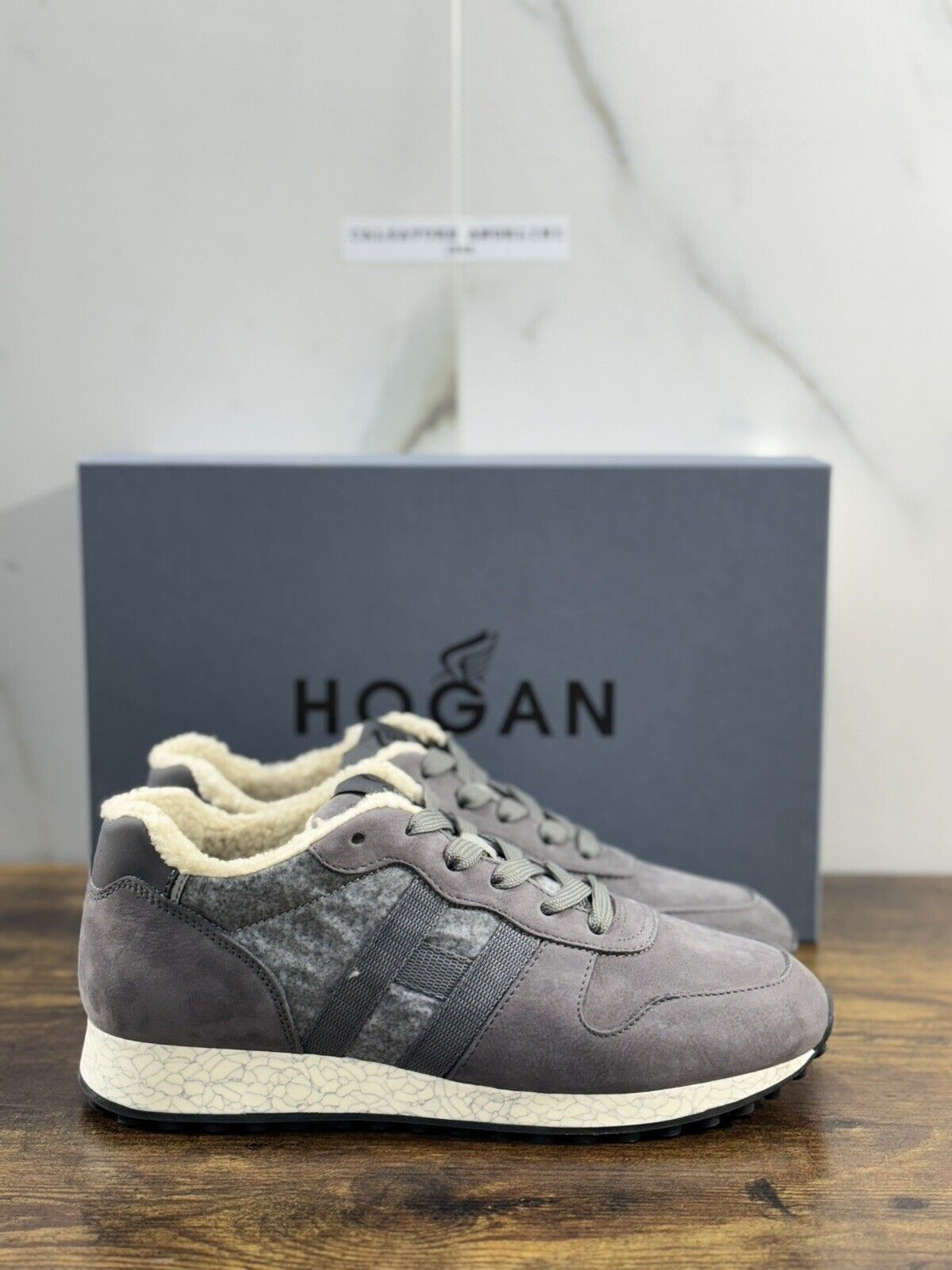 Hogan H383  pelle Grigia Sneaker Hogan   luxury hogan men shoes 40.5