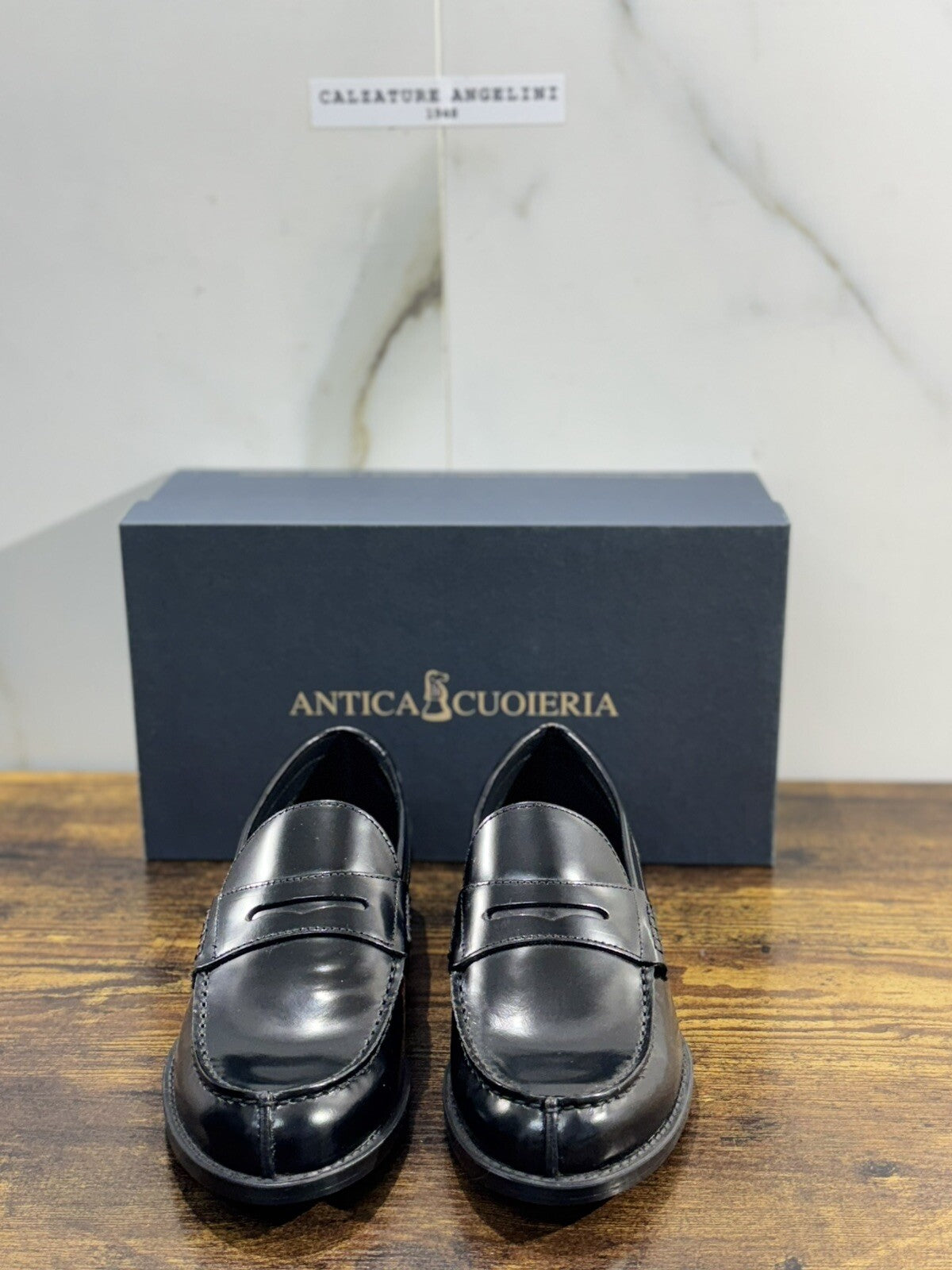 Antica Cuoieria Mocassino Donna College Pelle Nera Fondo Gomma Made In Italy 36