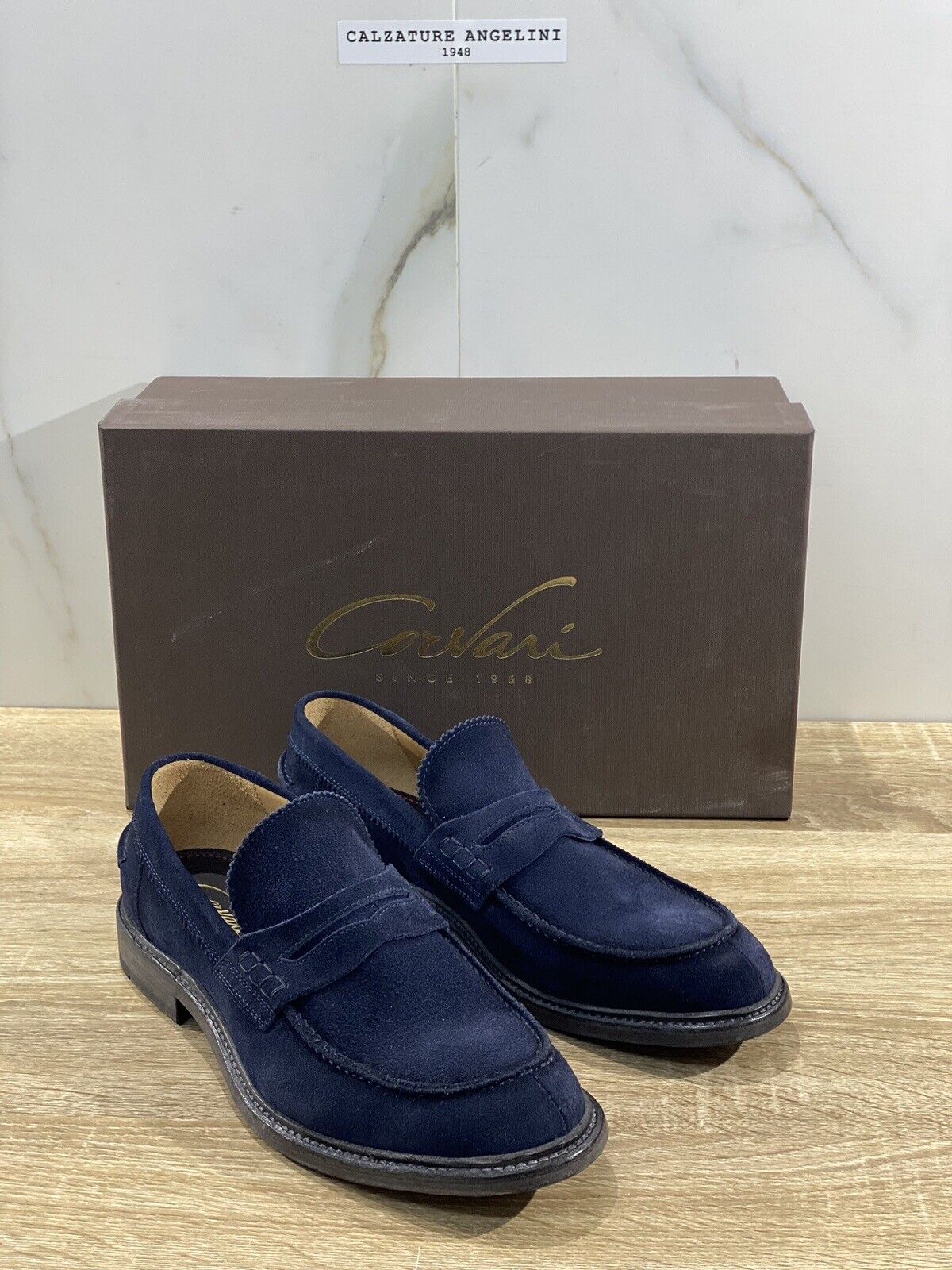 Corvari Mocassino Uomo Suede Softy Blu Luxury Men Shoes Handmade 42