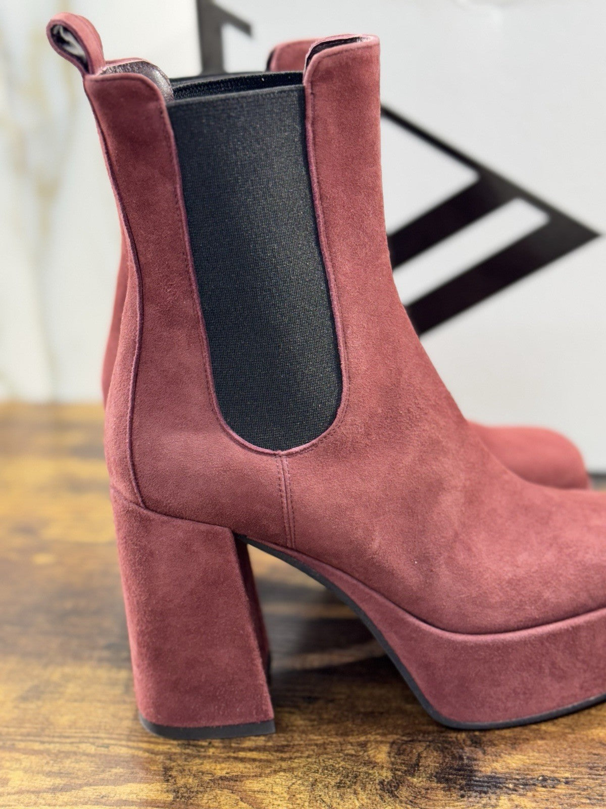 Giampaolo Viozzi Stivaletto Donna Pelle Suede Mogano  Con Tacco Made In Italy 37