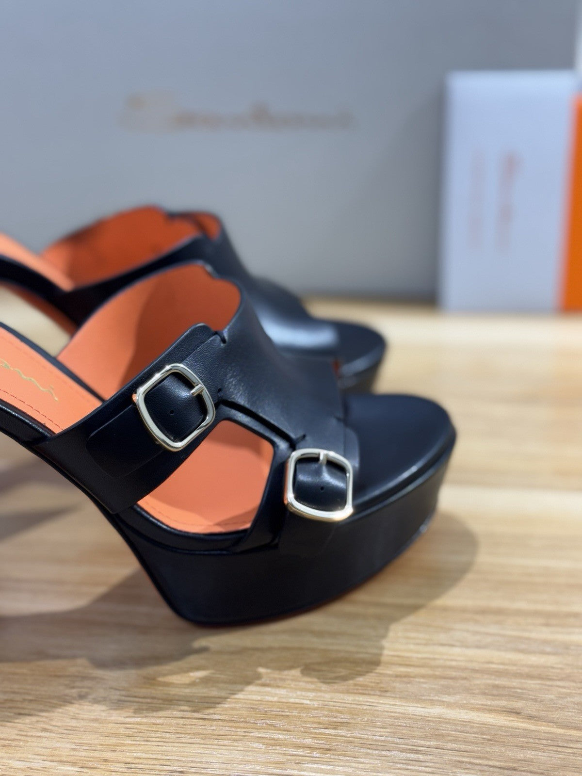 Santoni Sandalo Donna Pelle Nero Con Tacco Luxury Santoni Sandalo Donna 36