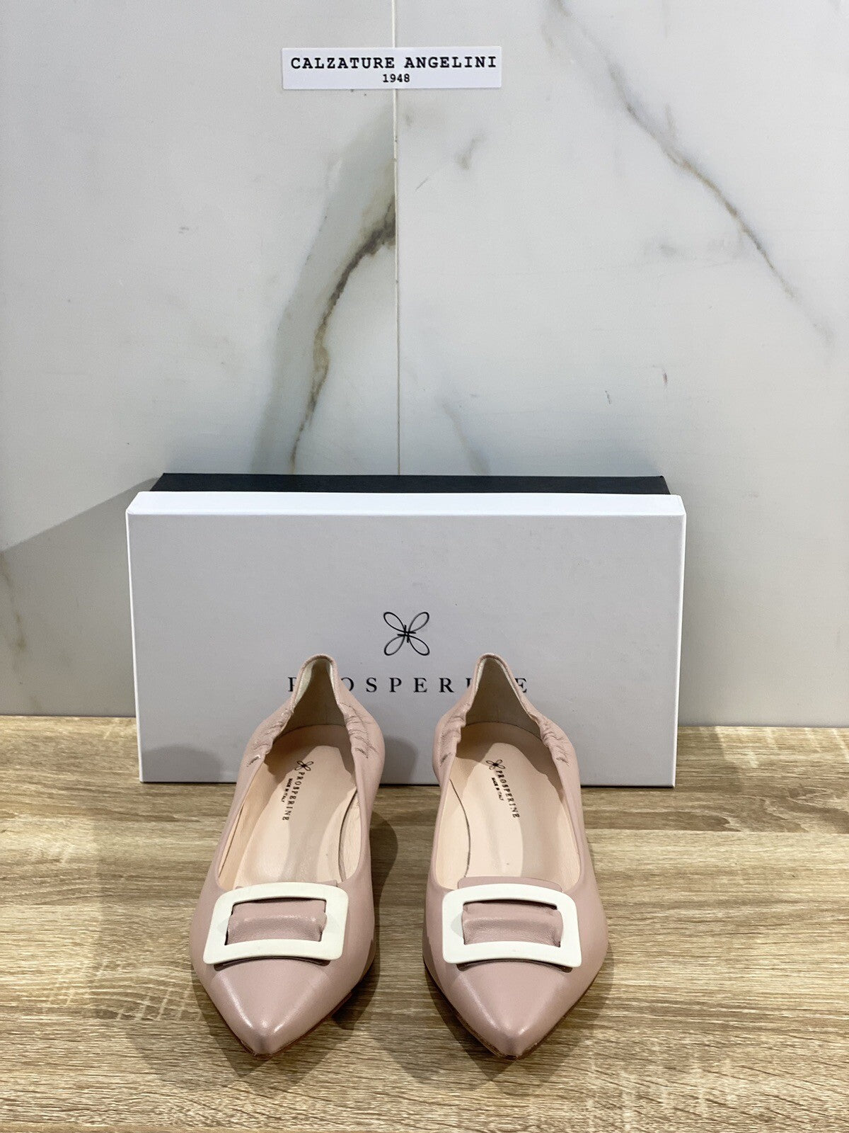 Prosperine Décolleté donna in Pelle Soft Cipria Luxury  made in italy 37.5