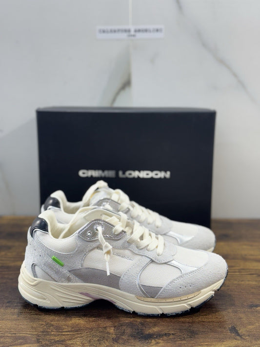 Crime London Sneaker Fugitive Suede  Pelle Bianca Donna 36