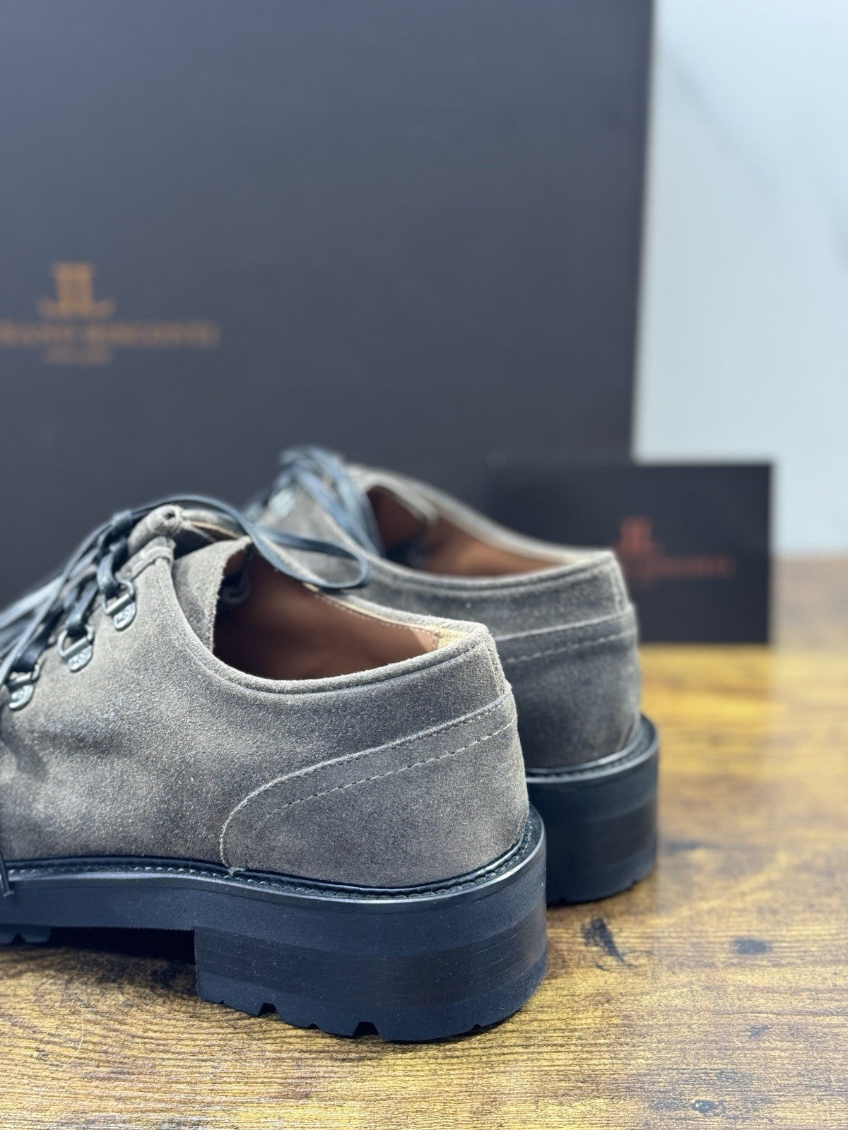 Rossano Bisconti Pedula   Uomo  Pelle Tortora  Suede     Fully Made In Italy 41