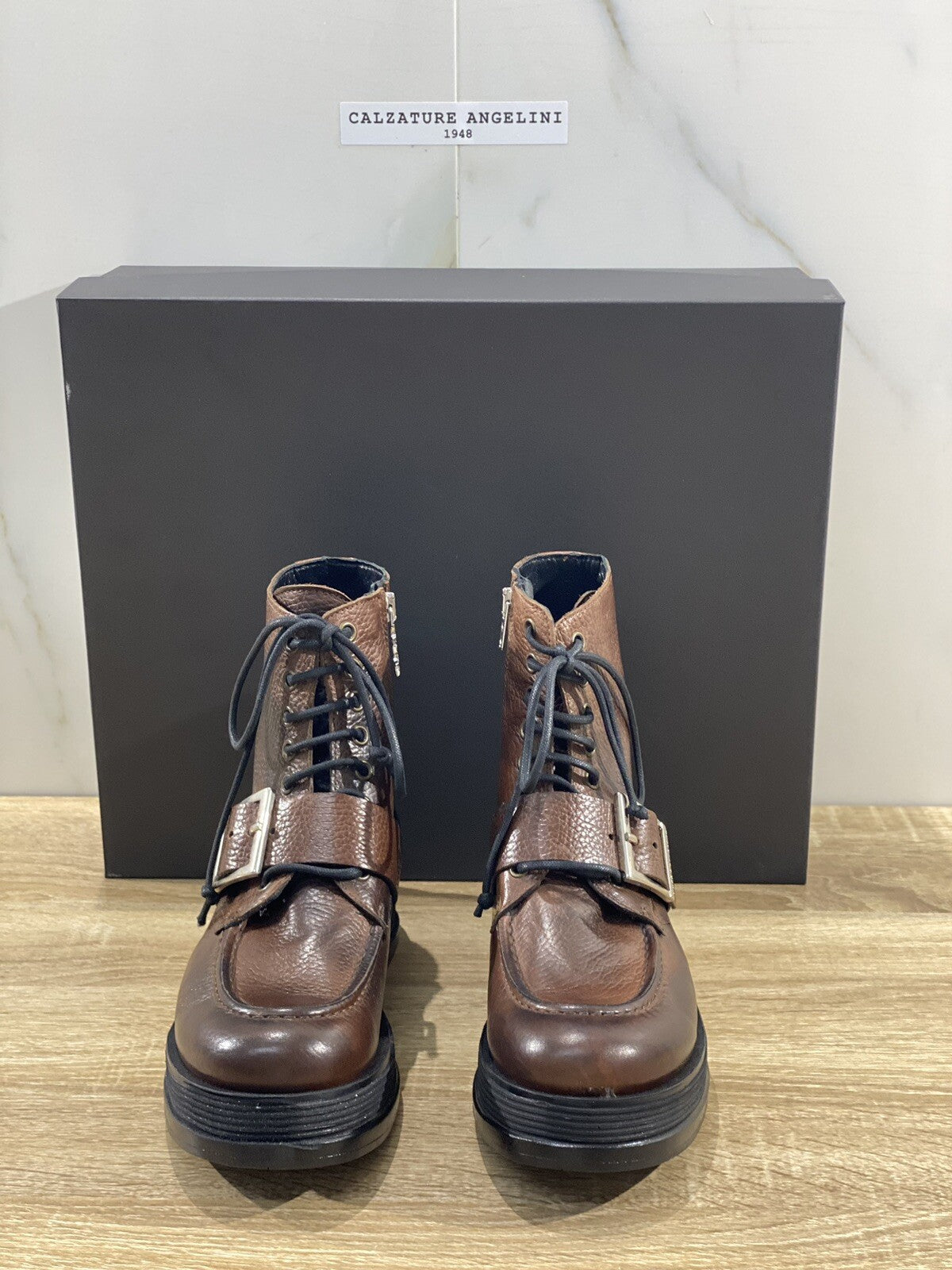 Duca D’ascalona Anfibio Donna Gwen  In Pelle Marrone Handmade Boot Woman 37