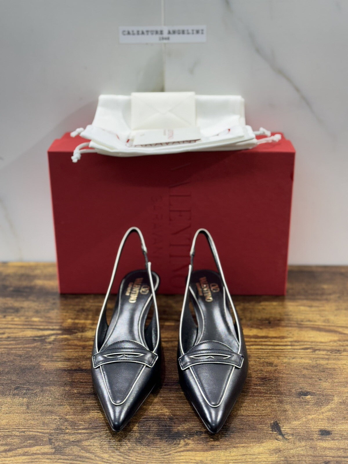 VALENTINO  GARAVANI SLING BACK DONNA PELLE NERA LUXURY Décolleté 36.5