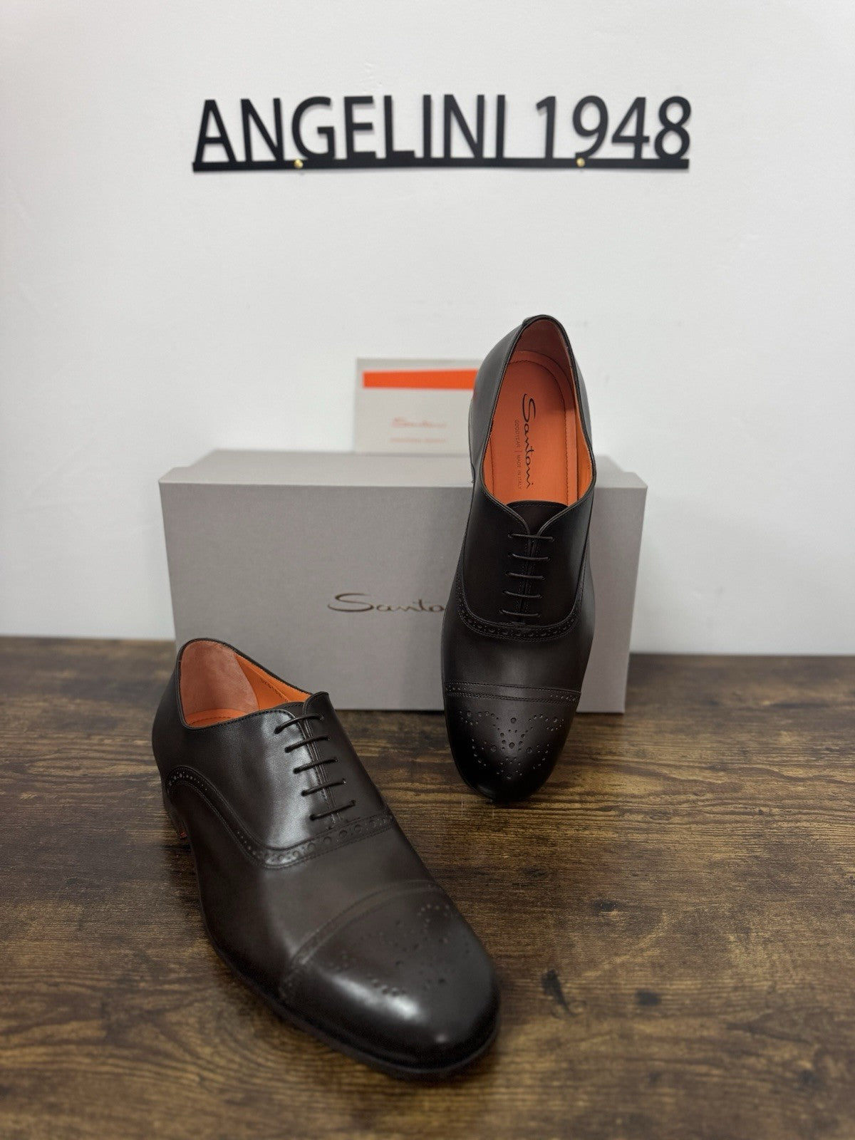 Santoni Oxford Goodyear    Pelle Marrone  Luxury Santoni Scarpa Uomo 44.5