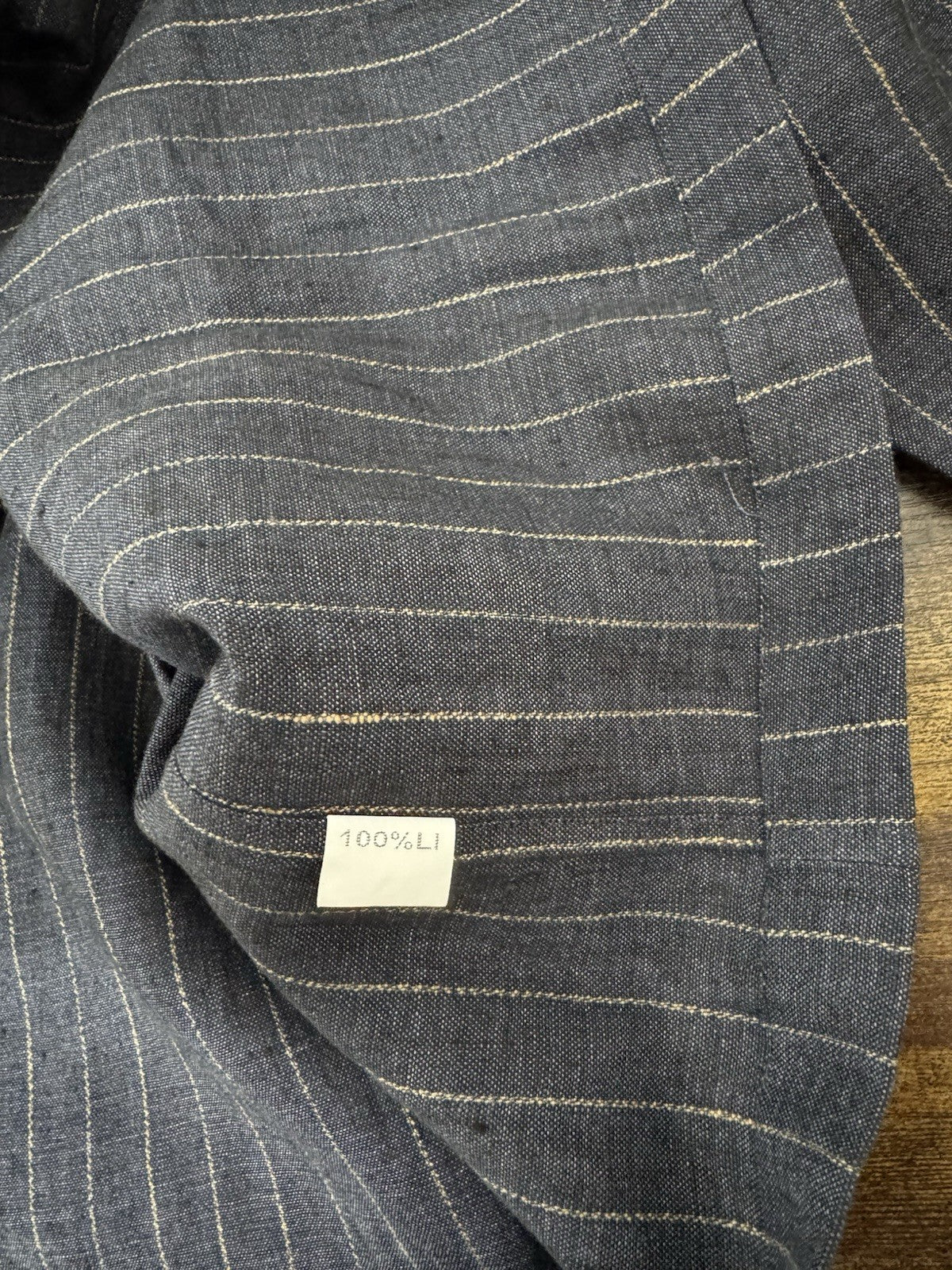Salvatore Piccolo Napoli Giacca 100% Lino Gessata Blu Luxury Made In Italy M