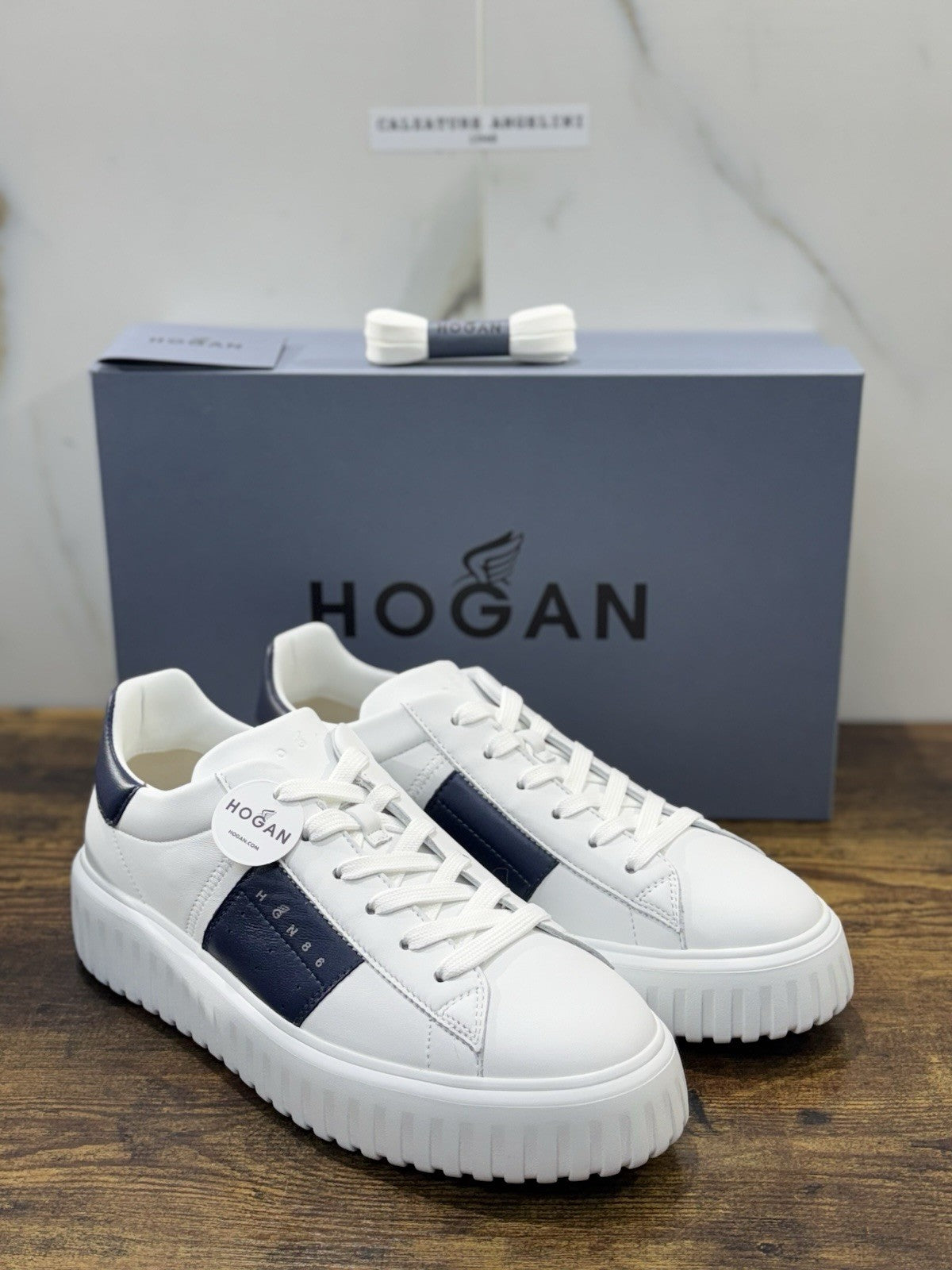Hogan H-stripes New H Band Pelle Bianca Memory Foam Scarpa Hogan Uomo 43.5