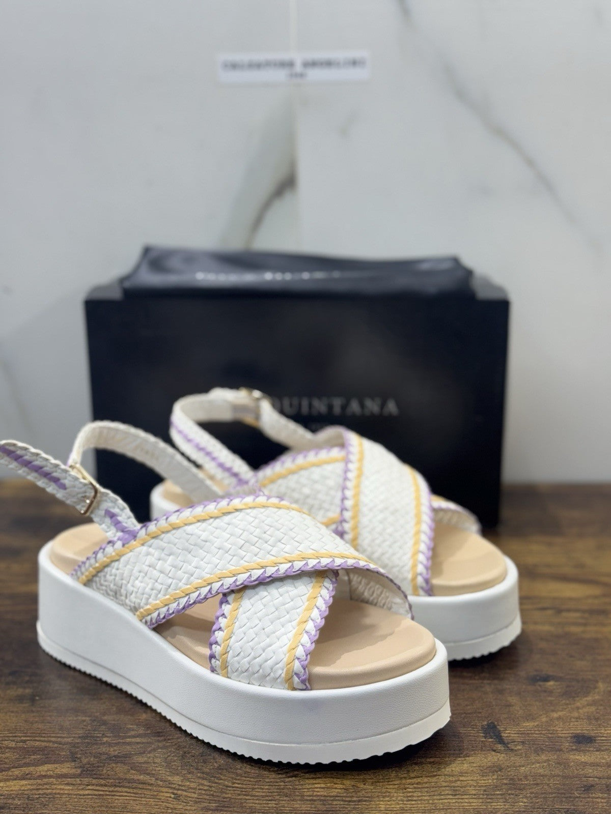 Pons Quintana Sandalo Niza   Donna   Pelle Bianca     Handmade Con Zeppa 40