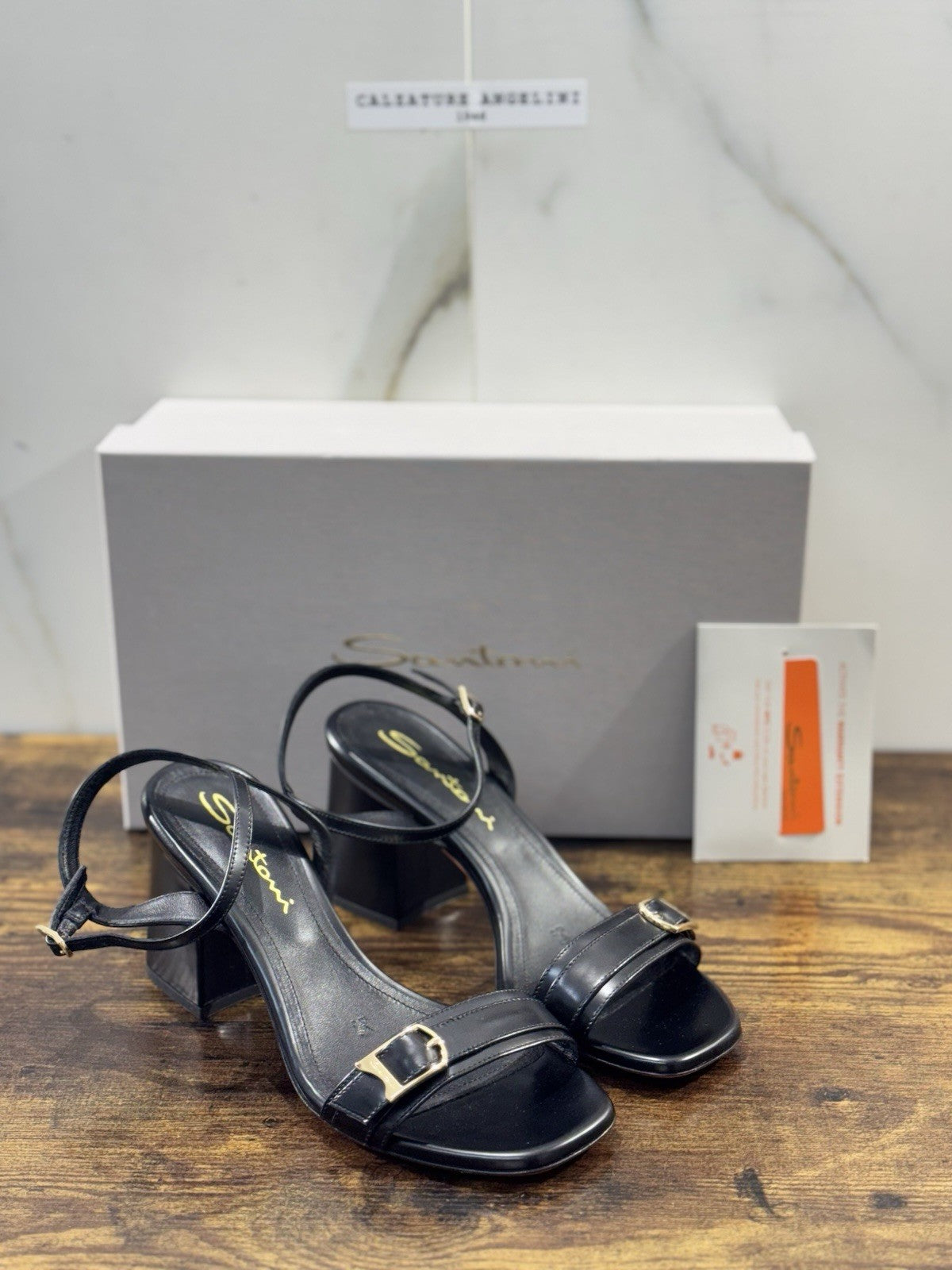 Santoni Sandalo Tacco  Pelle Nero   Luxury Santoni Scarpe Donna 38