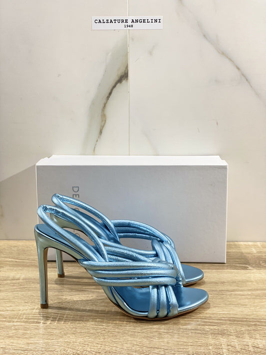 Del Carlo Sandalo Donna Kelly In Pelle Cielo Luxury Woman Sandal 37