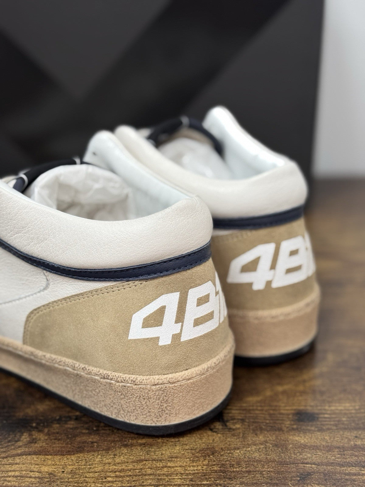4B12 Sneaker Play New   Pelle Navy Beige Casual Uomo 43
