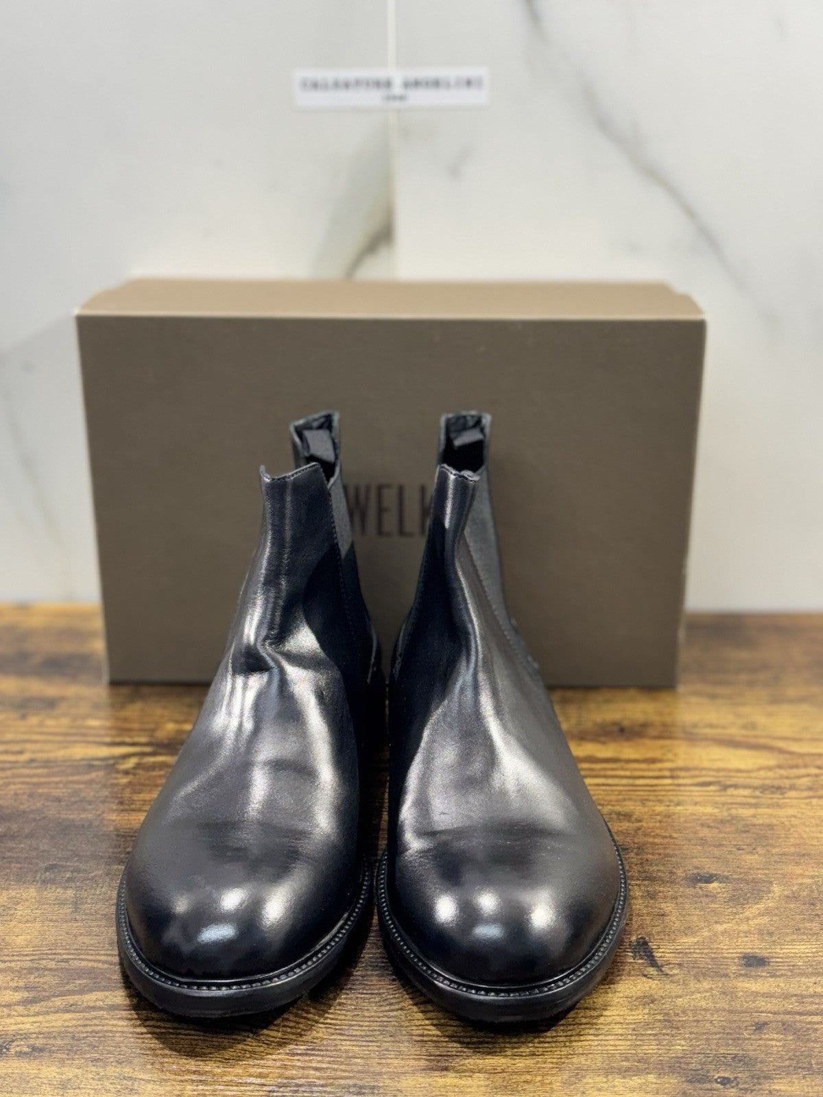 Pawelk’s Chelsea Boot Uomo Pelle Nera Hand  Made In Italy 45