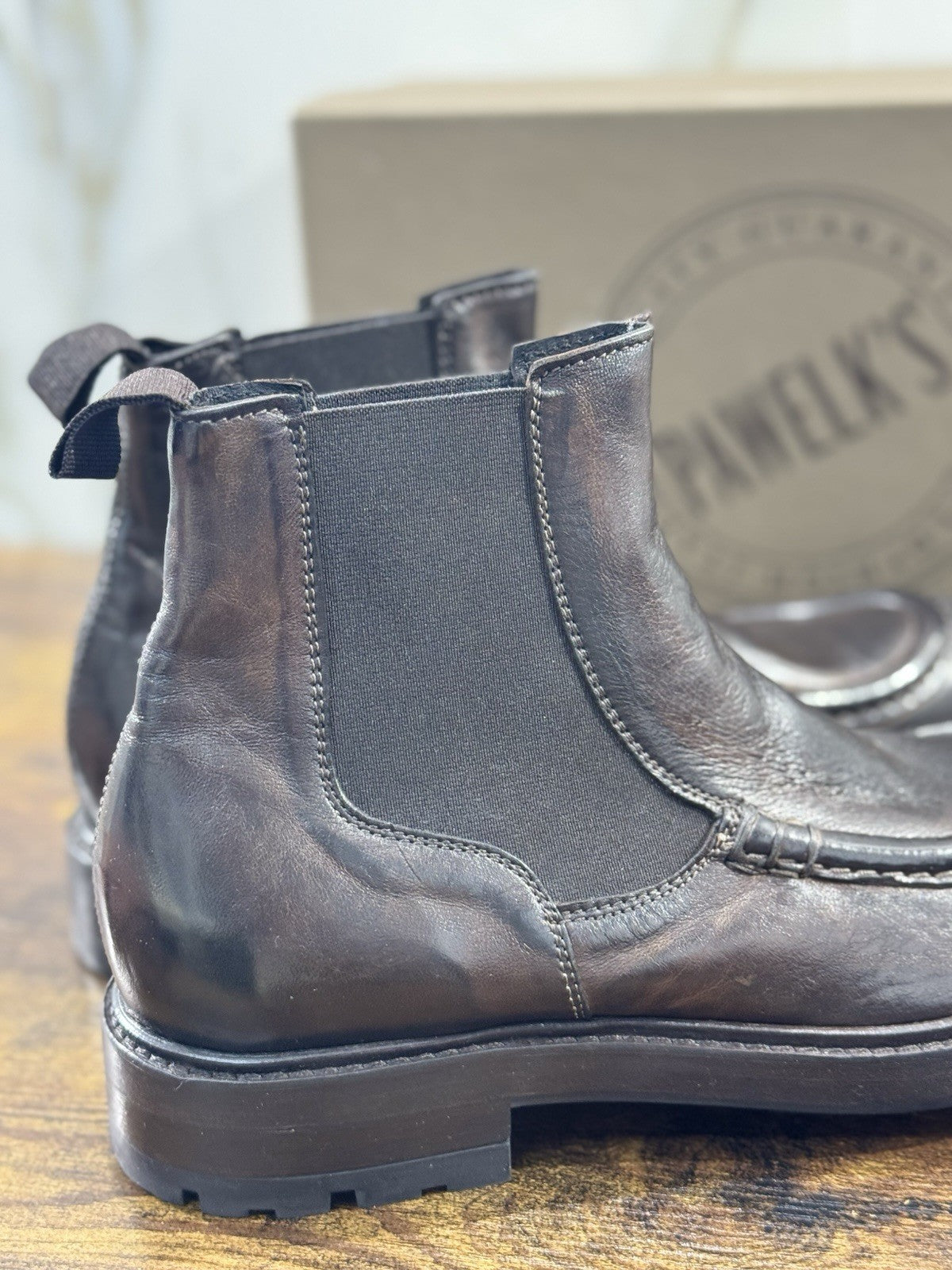 Pawelk’s Chelsea Boot Uomo Pelle Brown Hand  Made In Italy 39