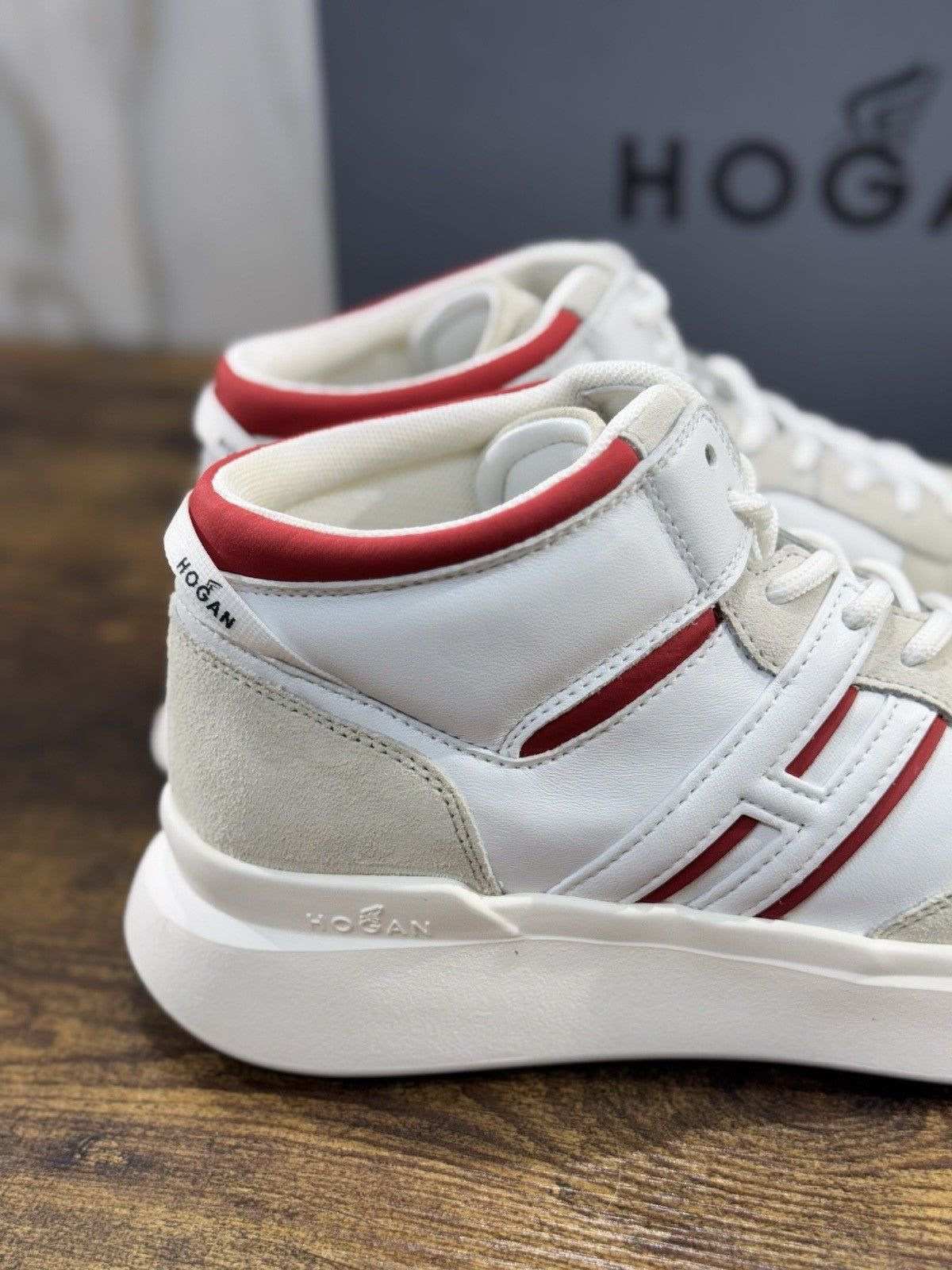 Hogan H580 High    Pelle  Bianca Memory Foam Casual Hogan   Uomo 42.5