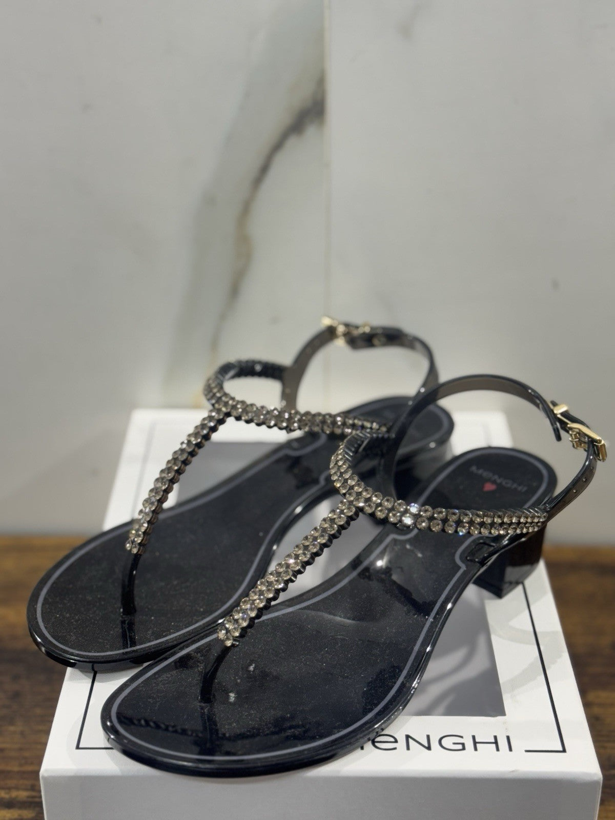 Menghi Sandalo Real Swarovski Nero   Donna 36