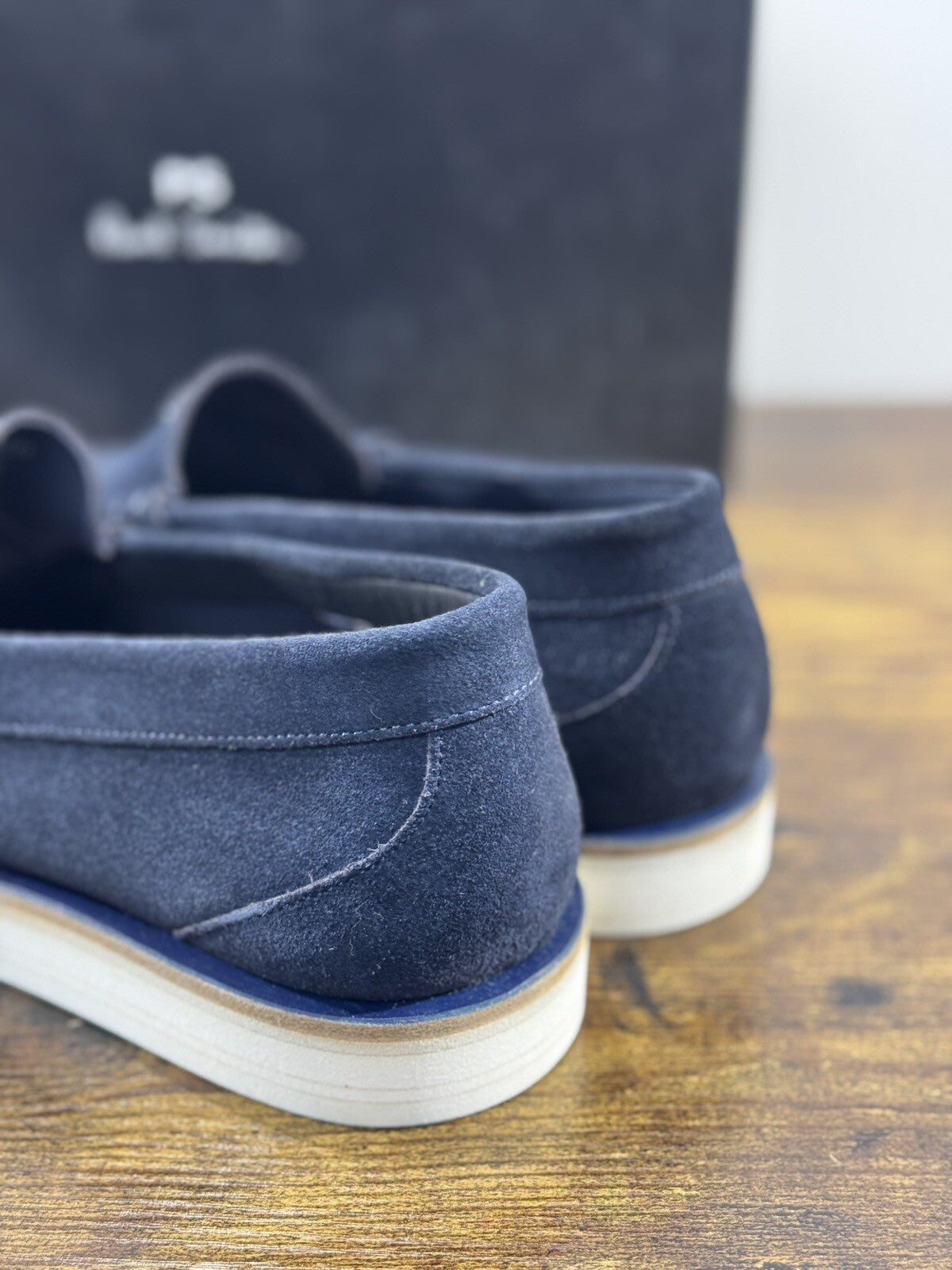 Paul Smith Mocassino Uomo Nappine In Suede Blu Casual Luxury Men Shoe 41
