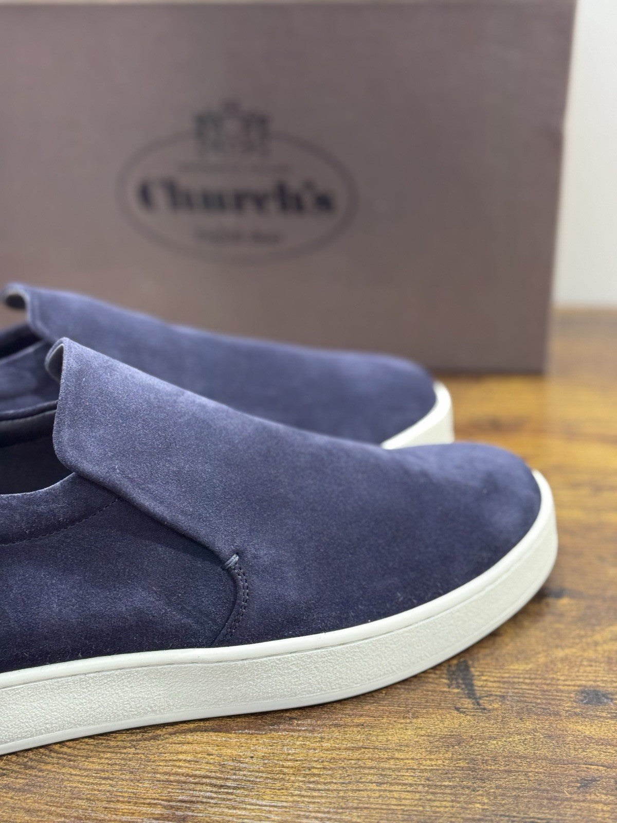 Church’s Newport Slip On  In Suede  Blu  Luxury Uomo 42