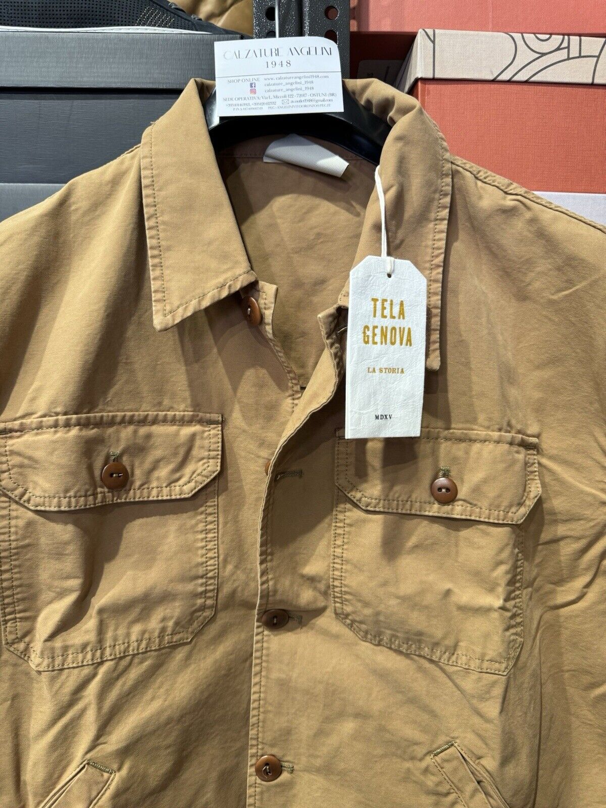 Tela Genova Heritage Overshirt Jacket Uomo Cuoio Causal Workwear Jacket XL