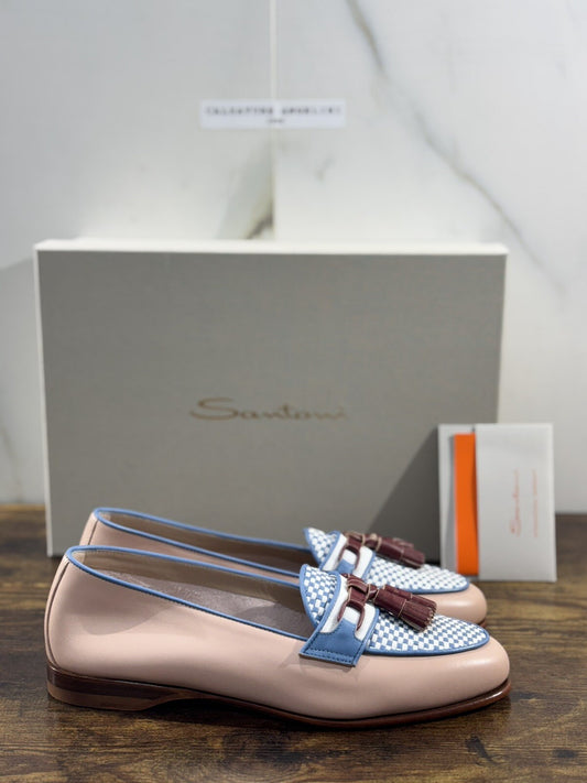 Santoni Mocassino Donna Pelle  Cipria Nappine  Casual Loafer Santoni 40.5