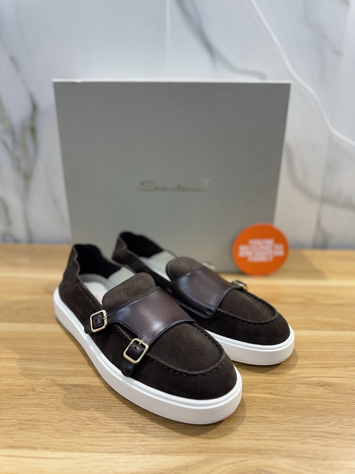 Santoni Mocassino Doppia Fibbia Suede  Marrone Icon Casual Santoni Uomo 44