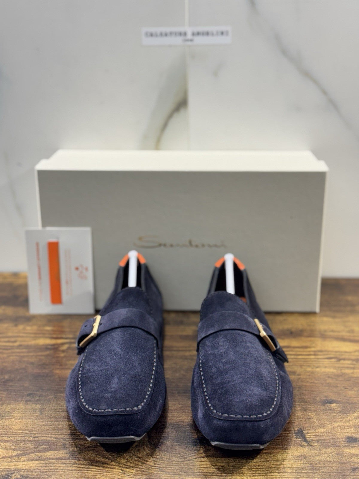 Santoni Mocassino Driver Suede Blu Luxury Santoni Scarpe Uomo 43