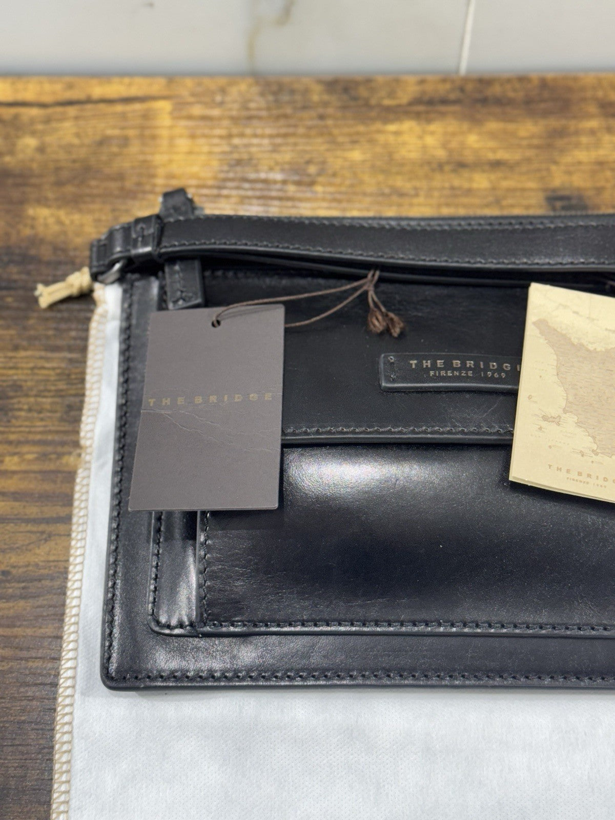 The Bridge Pochette Pelle Nera Da Polso Top Quality The Bridge Uomo