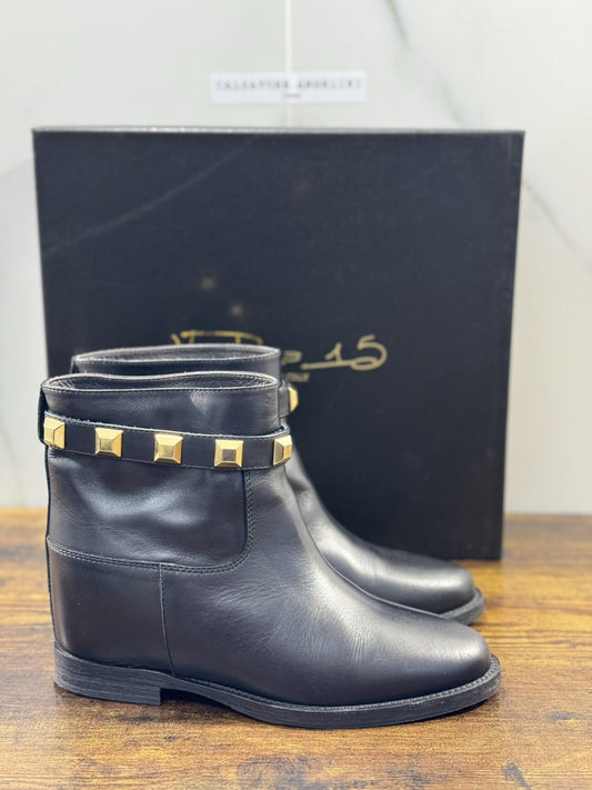 Via Roma 15 Stivaletto  Pelle Nero Borchie    Via Roma Donna 41
