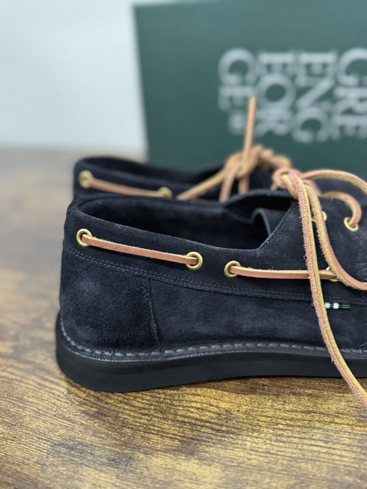 Green George Mocassino Barca Suede Blu Handmade In Italy Uomo 42