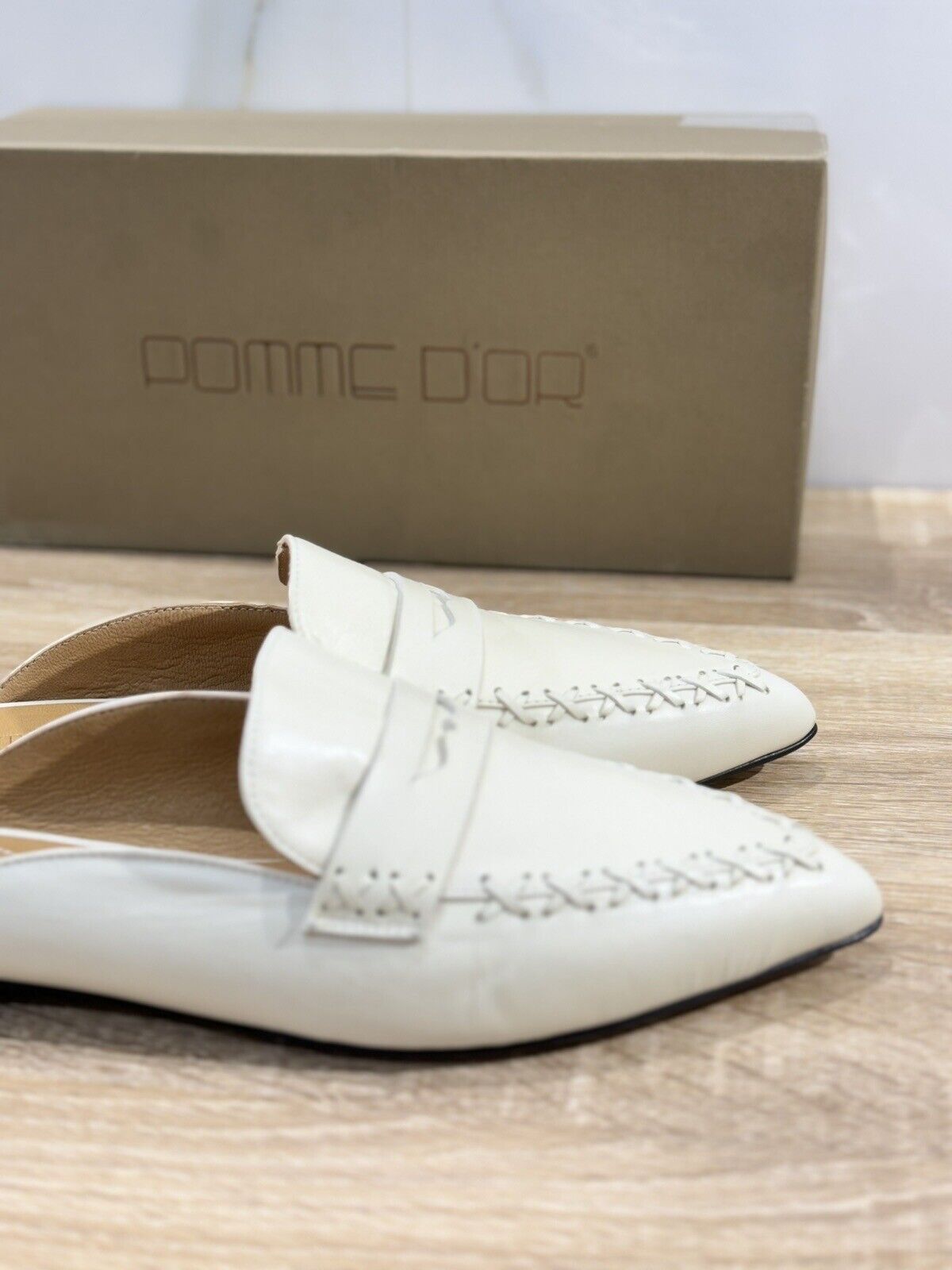 Pomme D’or Mules Donna Pelle Crema  Luxury Handmade Woman Pomme D’or 39