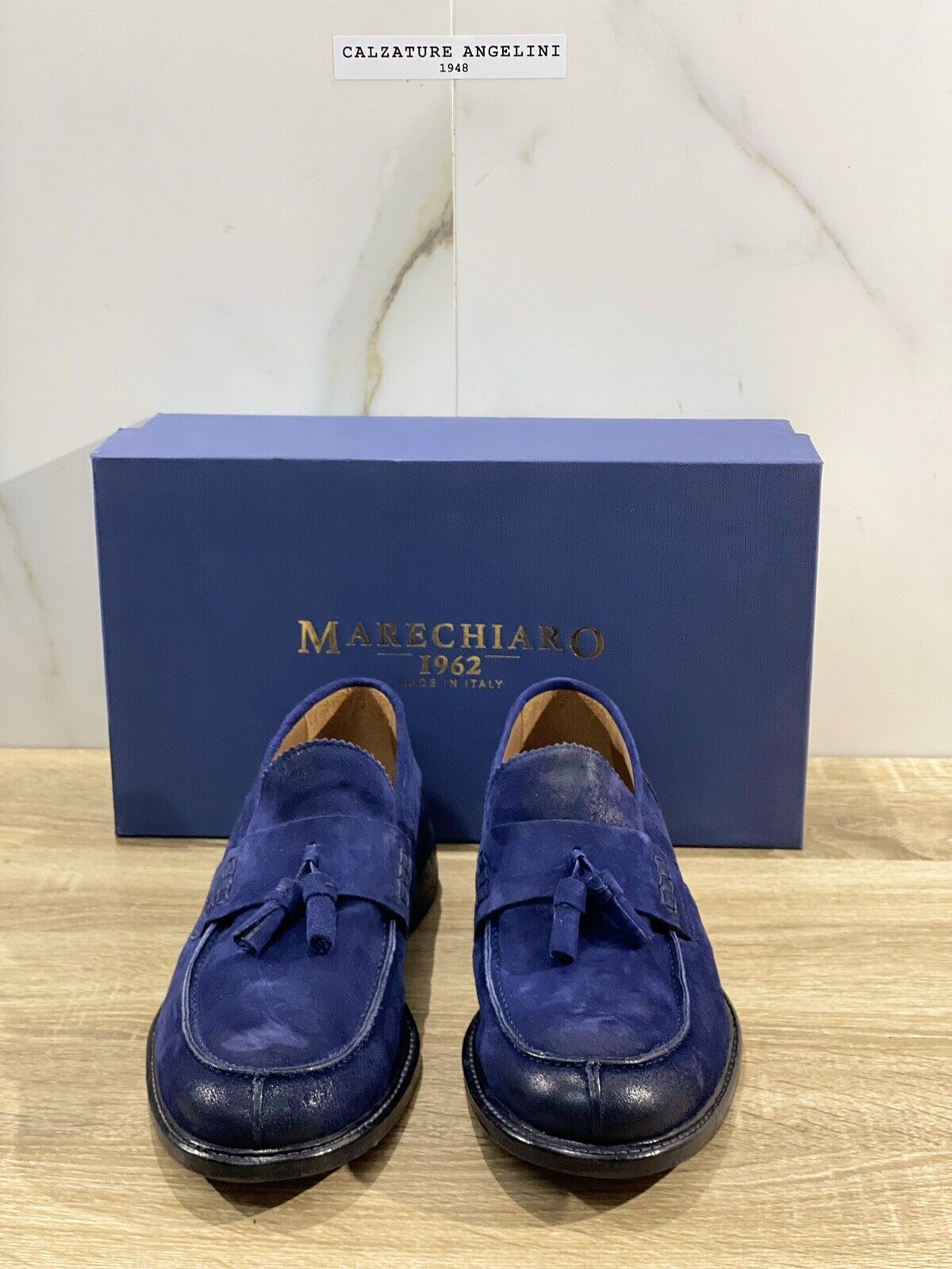 Marechiaro 1962 Mocassino Uomo Pelle Suede Blu  Fully Made In Italy 44