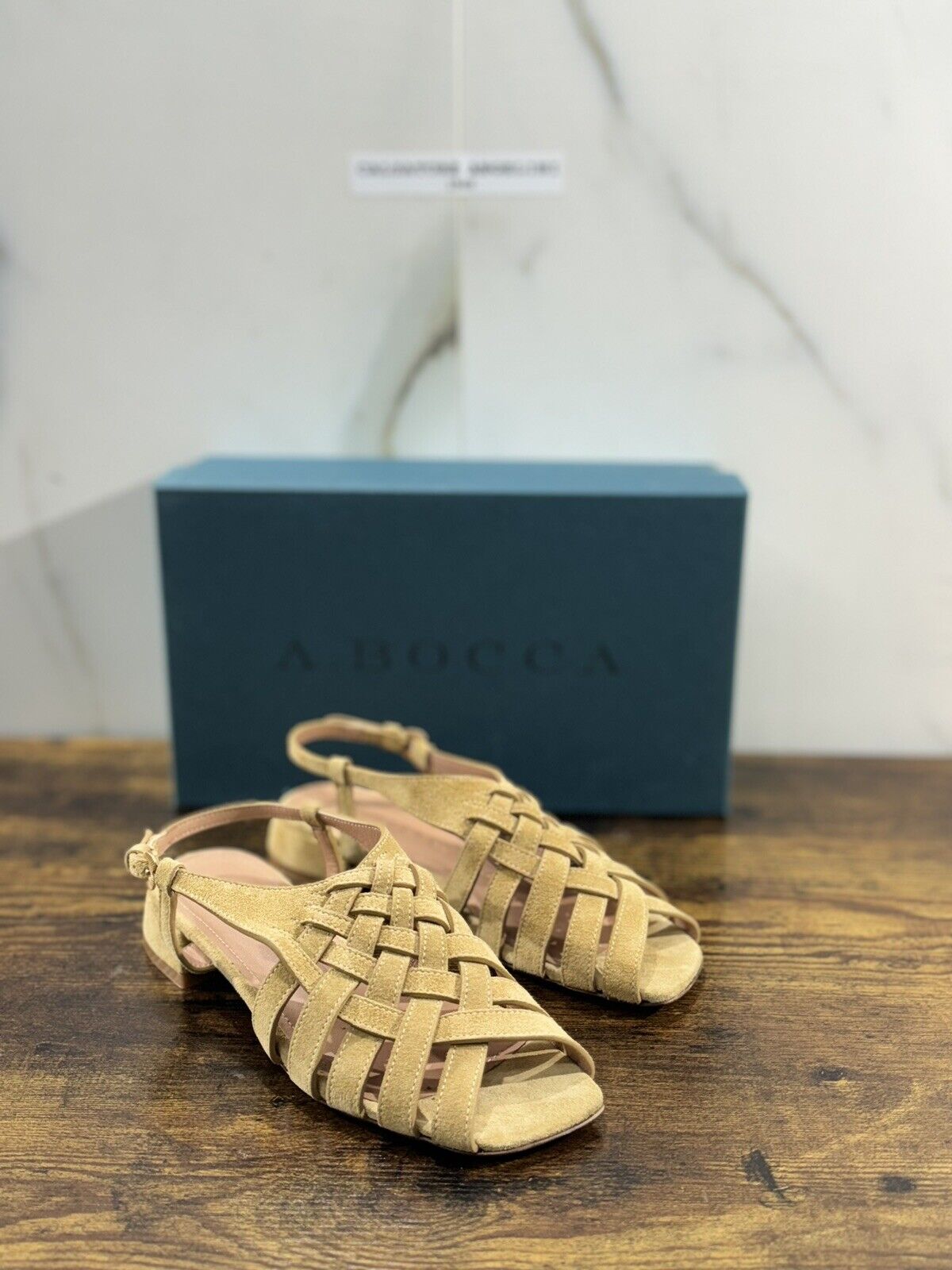 A.Bocca Sandalo Donna  Pelle Suede Beige    Luxury Woman Sandal A.Bocca 36