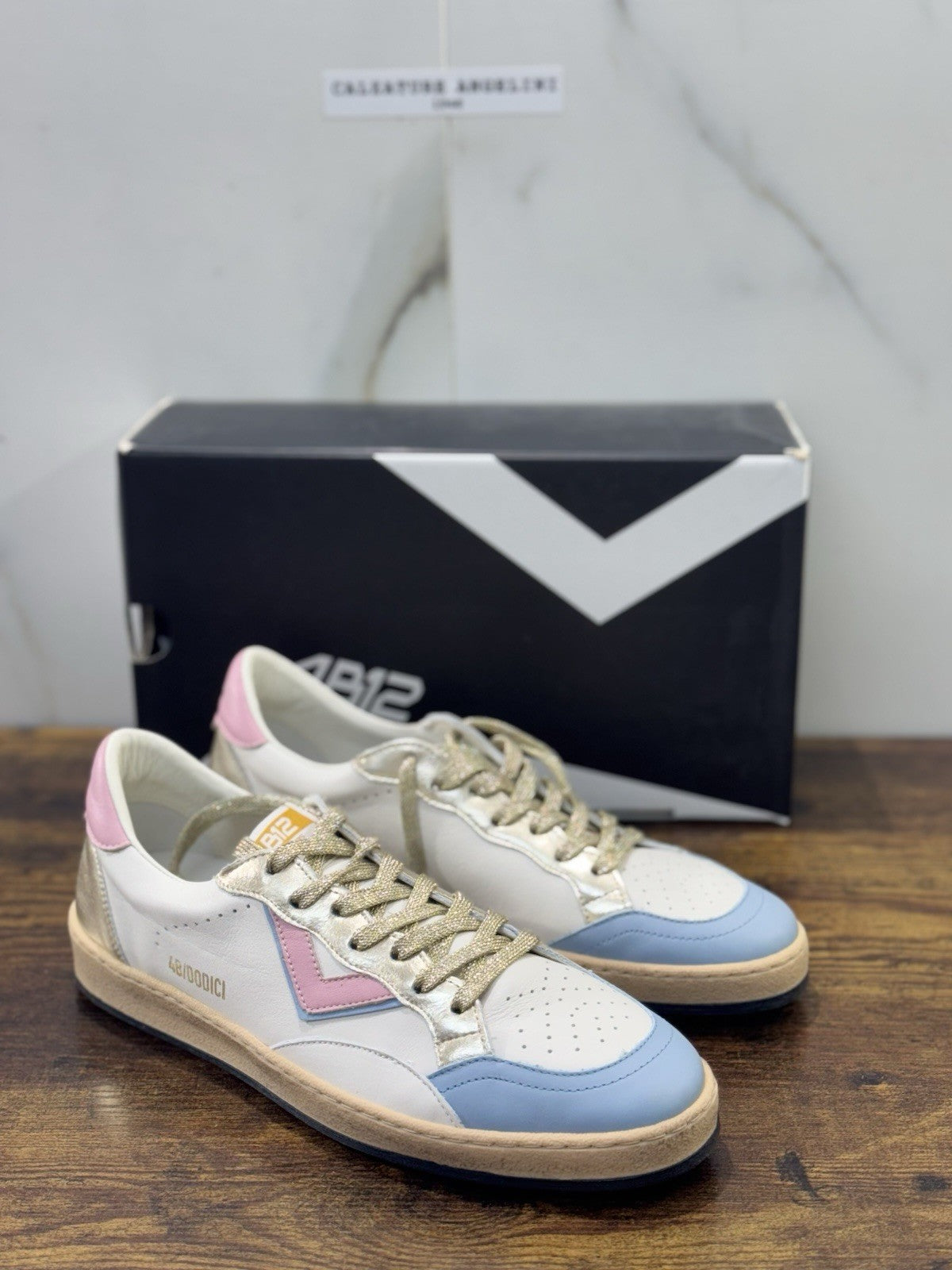 4B12 Sneaker Playnew Pelle Bianco Sky Casual Sneaker Donna 41 