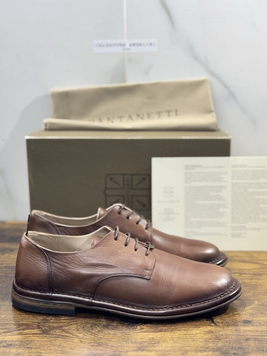 Pantanetti Derby   Pelle Mandorla   Fondo Cuoio Handmade In Italy Uomo 42