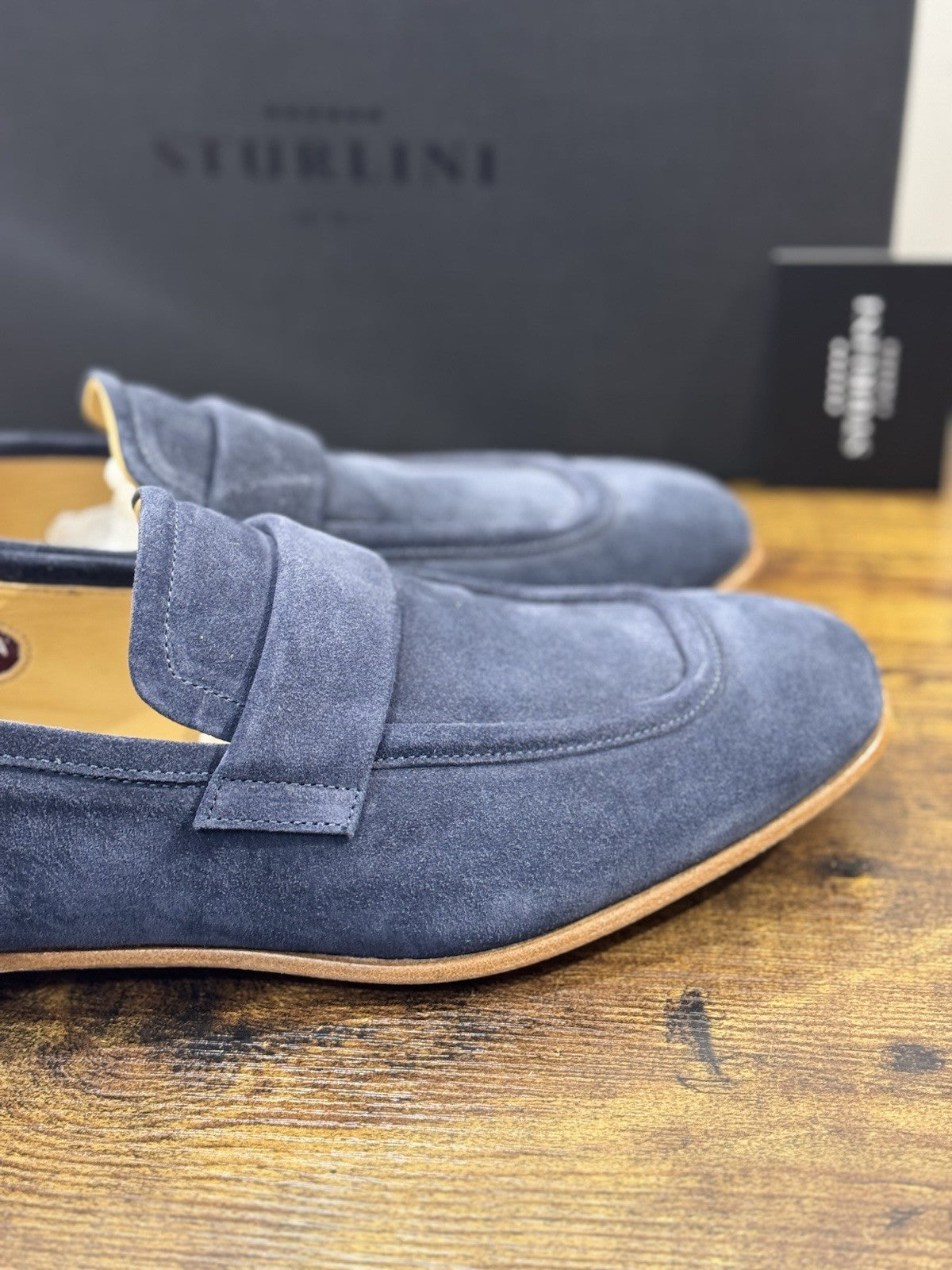 Sturlini Firenze Mocassino  Uomo Suede Blu      Luxury Craftmanship Men 43