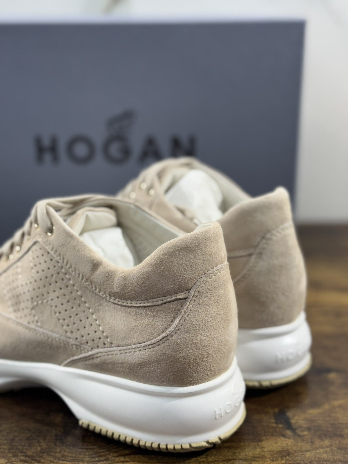 Hogan Interactive Donna Sneaker  Suede Beige   Luxury Hogan Woman H Forata 41