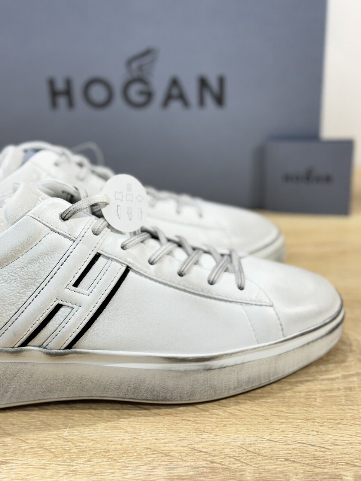 Hogan H580 uomo sneaker Pelle Bianco Dust memory foam Luxury Hogan Men Shoes 44