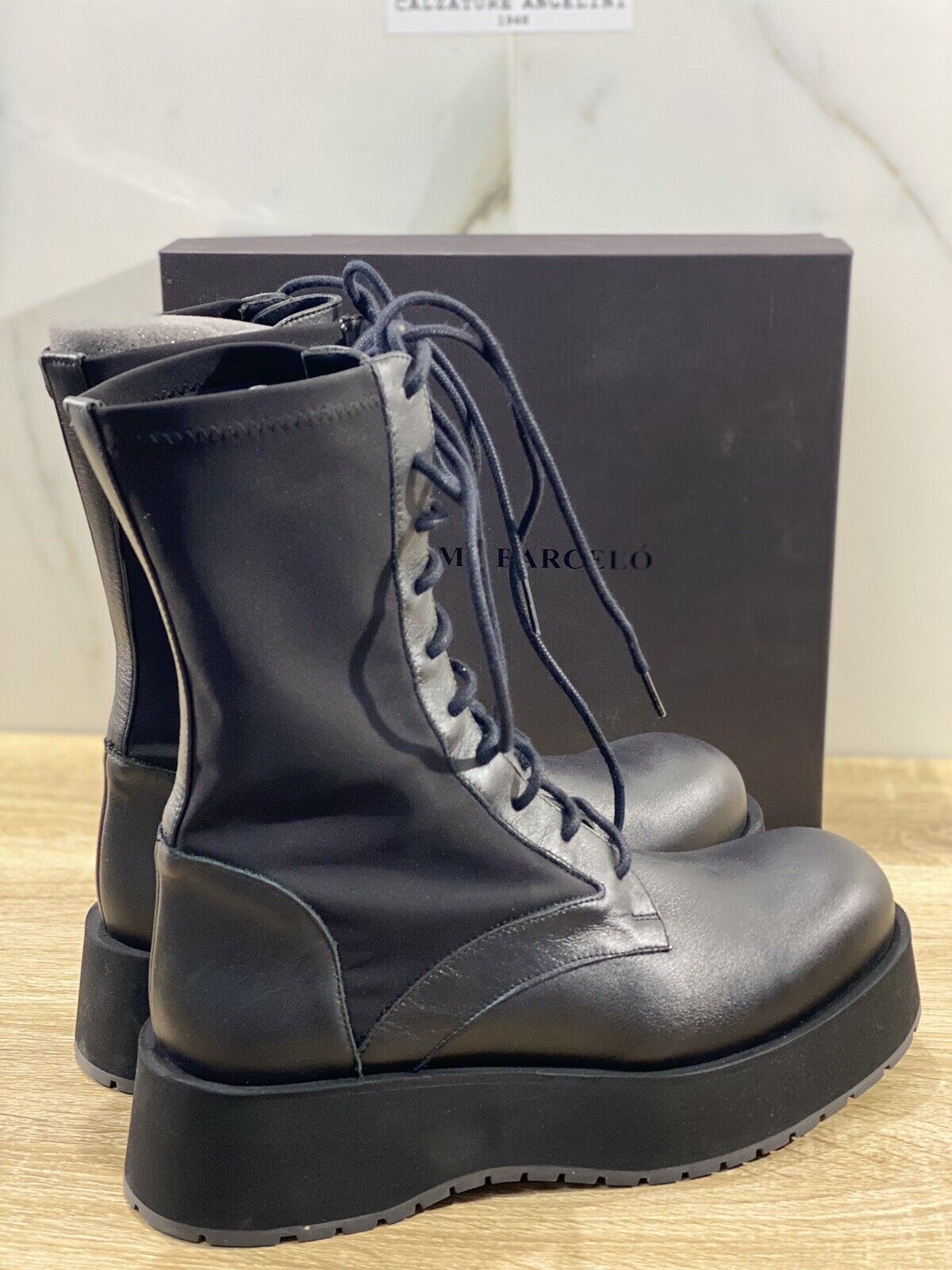 Paloma Barcelo’ Anfibio Combat donna Mirko pelle nera luxury Boot 37