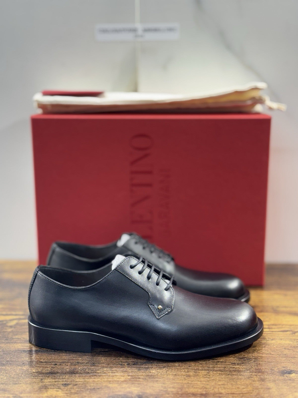 Valentino GARAVANI Stringata One Stud Pelle Nero Casual Scarpa Donna 36