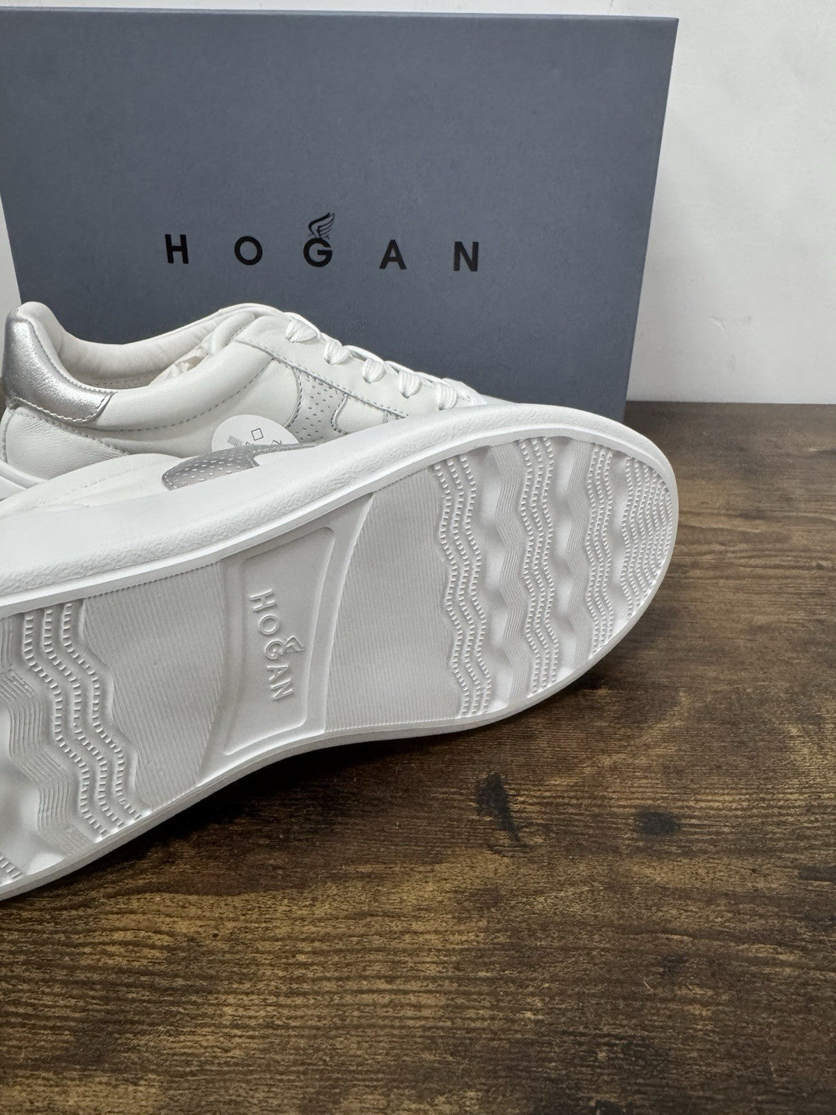 Hogan Rebel H562 Sneaker Pelle Bianco Argento Casual Donna 38