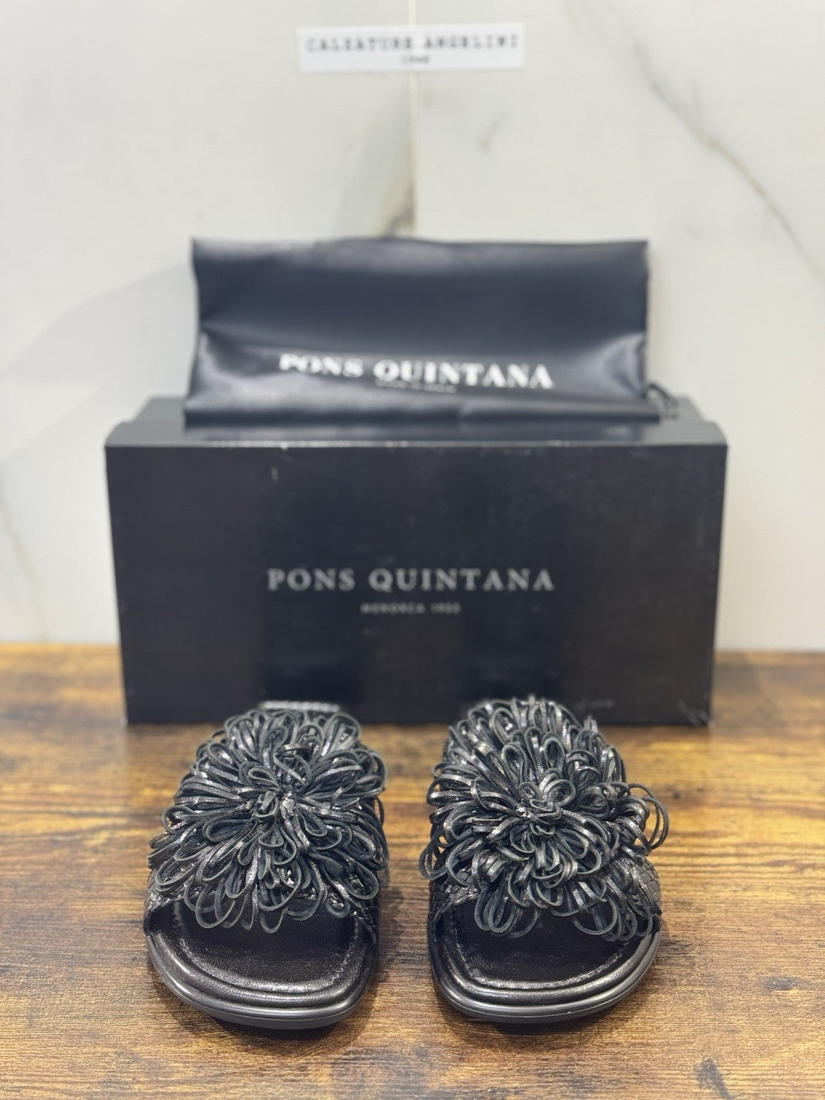 Pons Quintana Sandalo  Ciabatta Tina    Donna   Pelle Nero Handmade  36